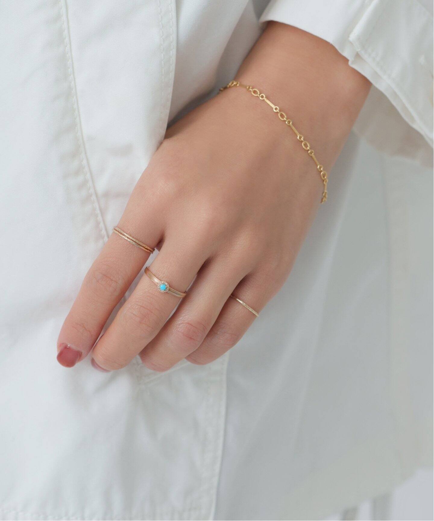ターコイズ2.5mmカボションダイヤリング K10（リング）｜Lilas（リラ 