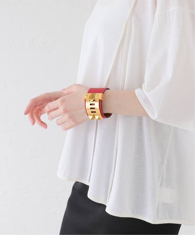 エルメス ケリードッグ ブレスレット レザー グリーン ゴールド金具 22 