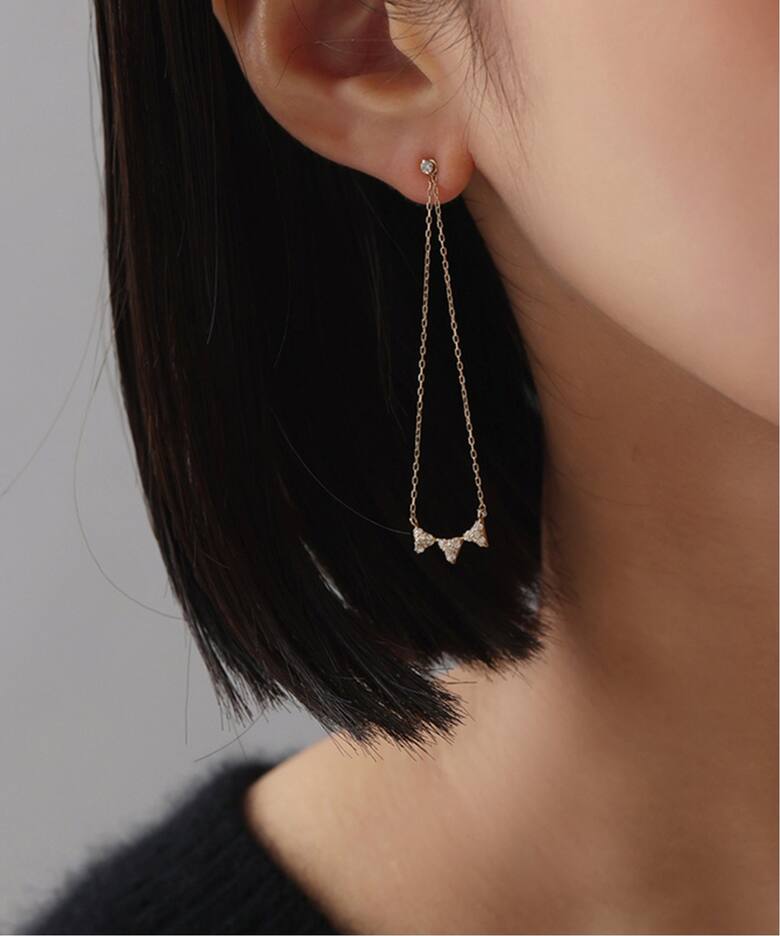 ピラミッドダイヤ2WAYピアス K10（両耳）（ピアス（両耳用））｜Lilas 