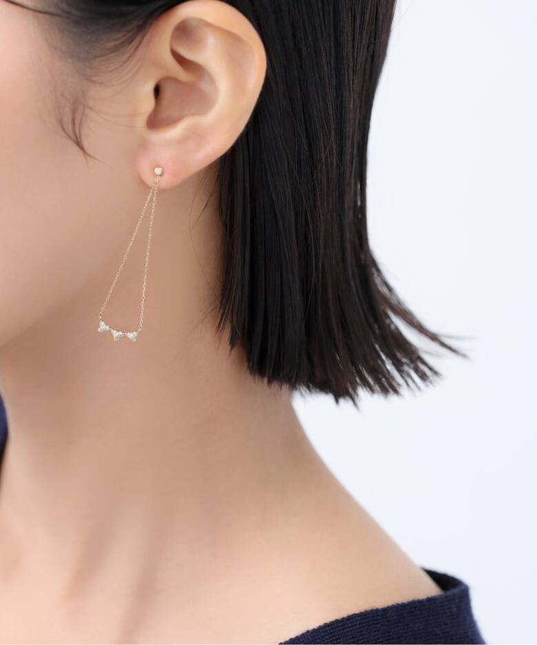 ピラミッドダイヤ2WAYピアス K10（両耳）（ピアス（両耳用））｜Lilas