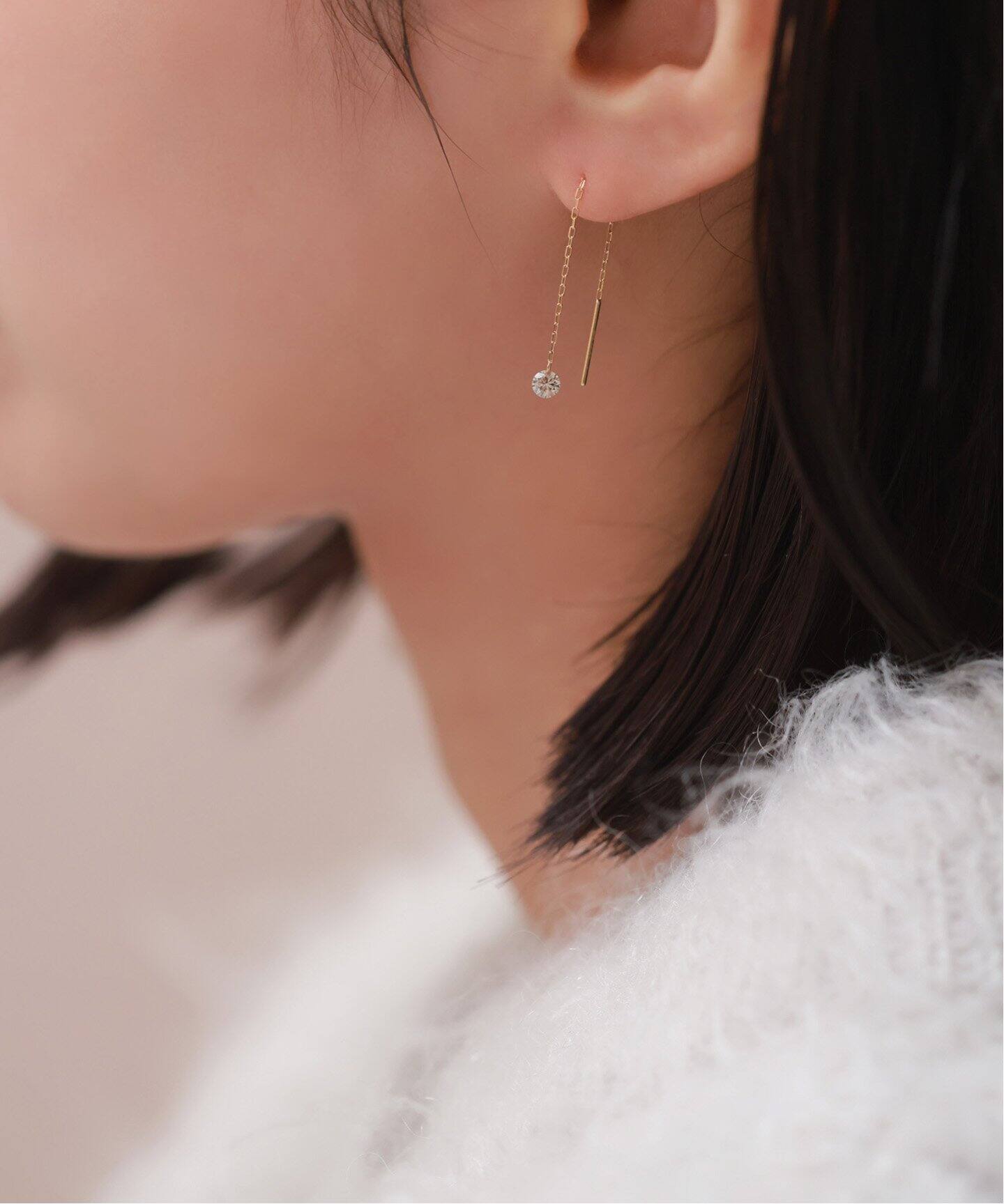 ホールダイヤアメリカンピアス K18（両耳）（ピアス（両耳用 