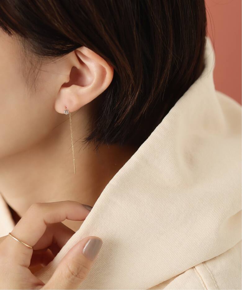 ホールダイヤアメリカンピアス K18（両耳）（ピアス（両耳用 