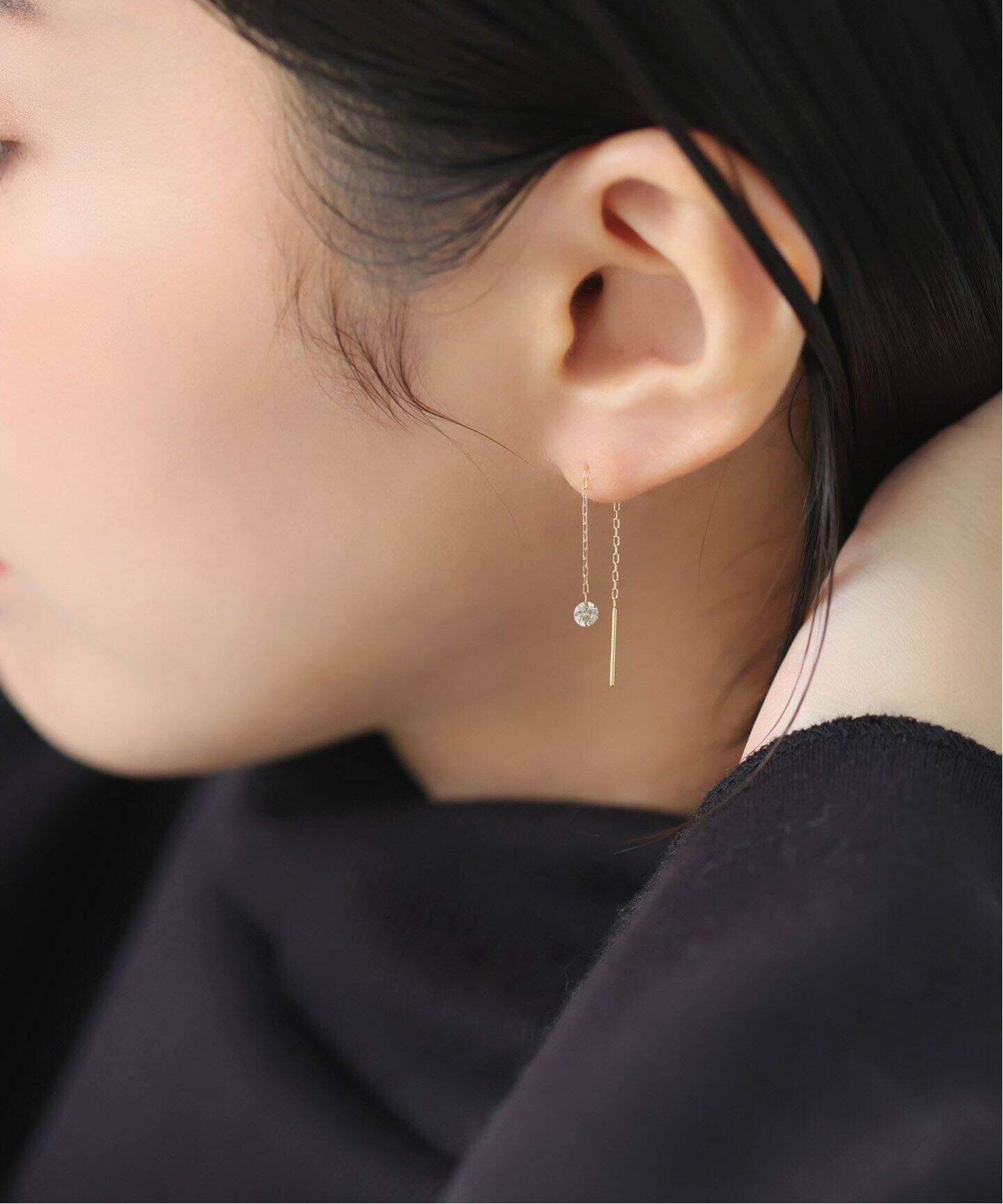 ホールダイヤアメリカンピアス K18（両耳）（ピアス（両耳用 