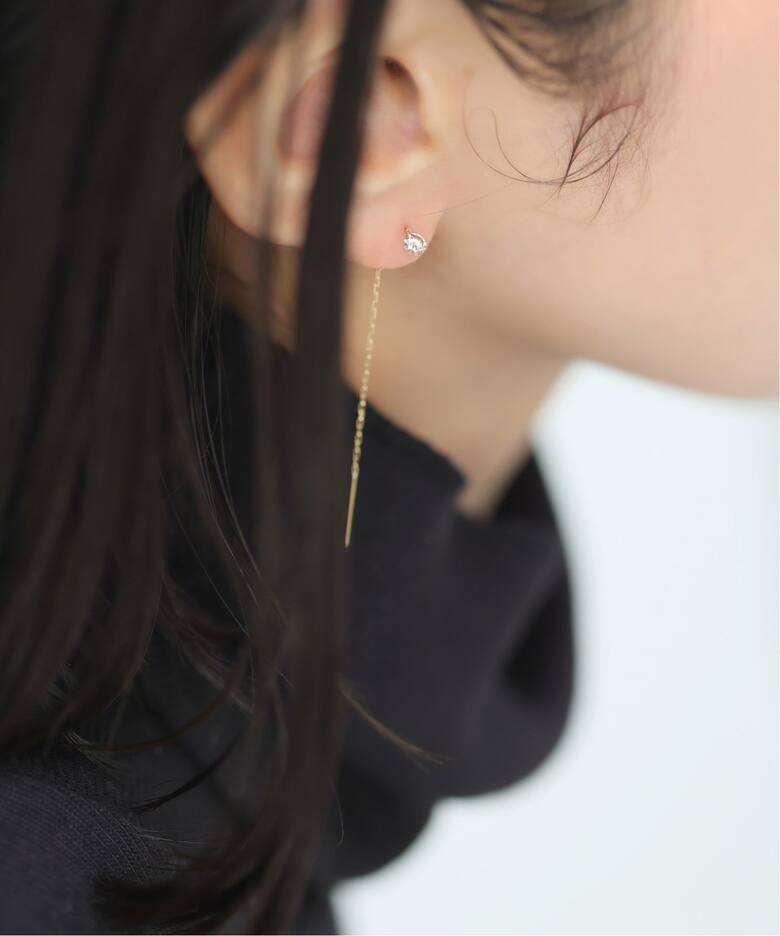 ホールダイヤアメリカンピアス K18（両耳）（ピアス（両耳用 