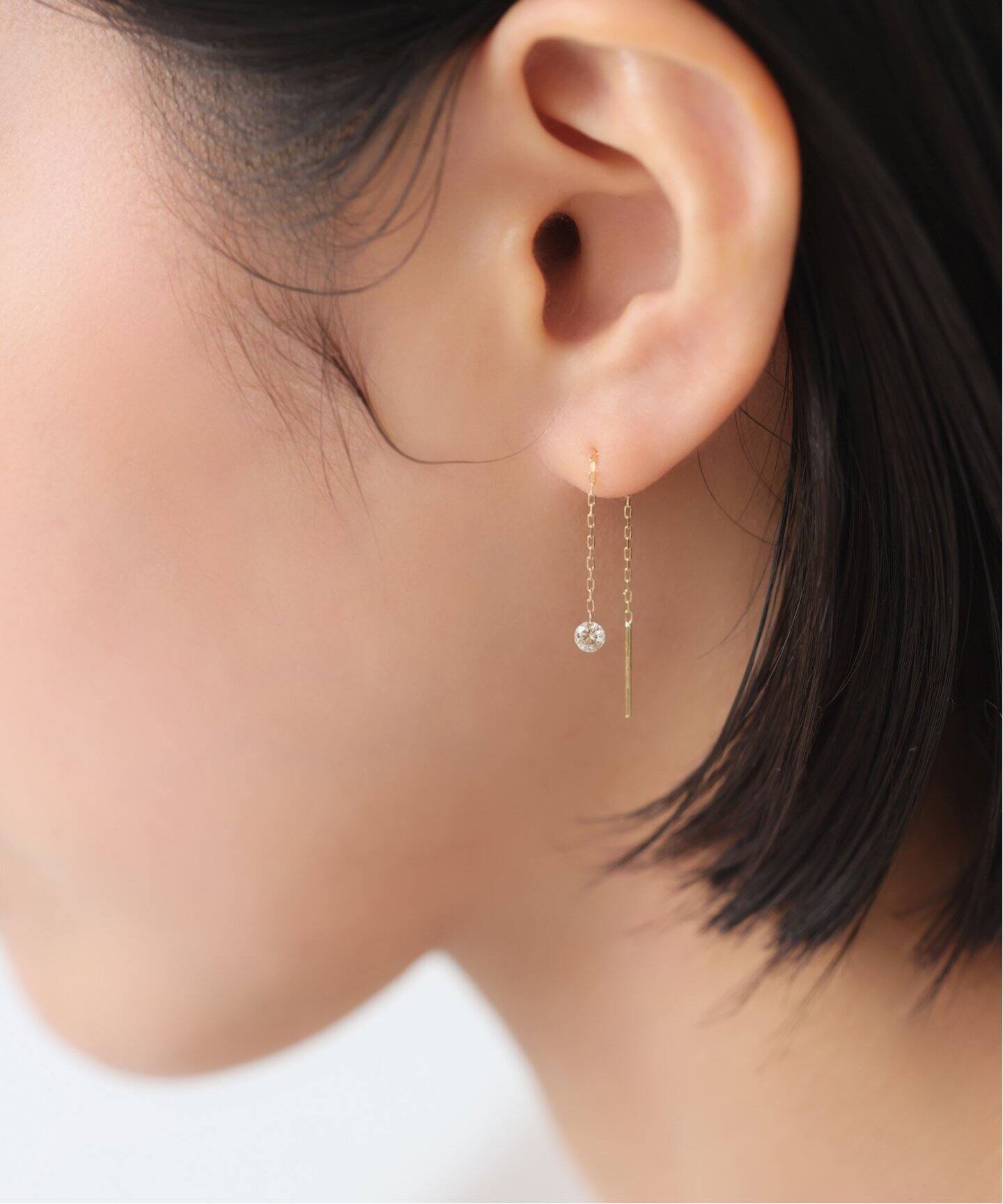 ホールダイヤアメリカンピアス K18（両耳）（ピアス（両耳用 