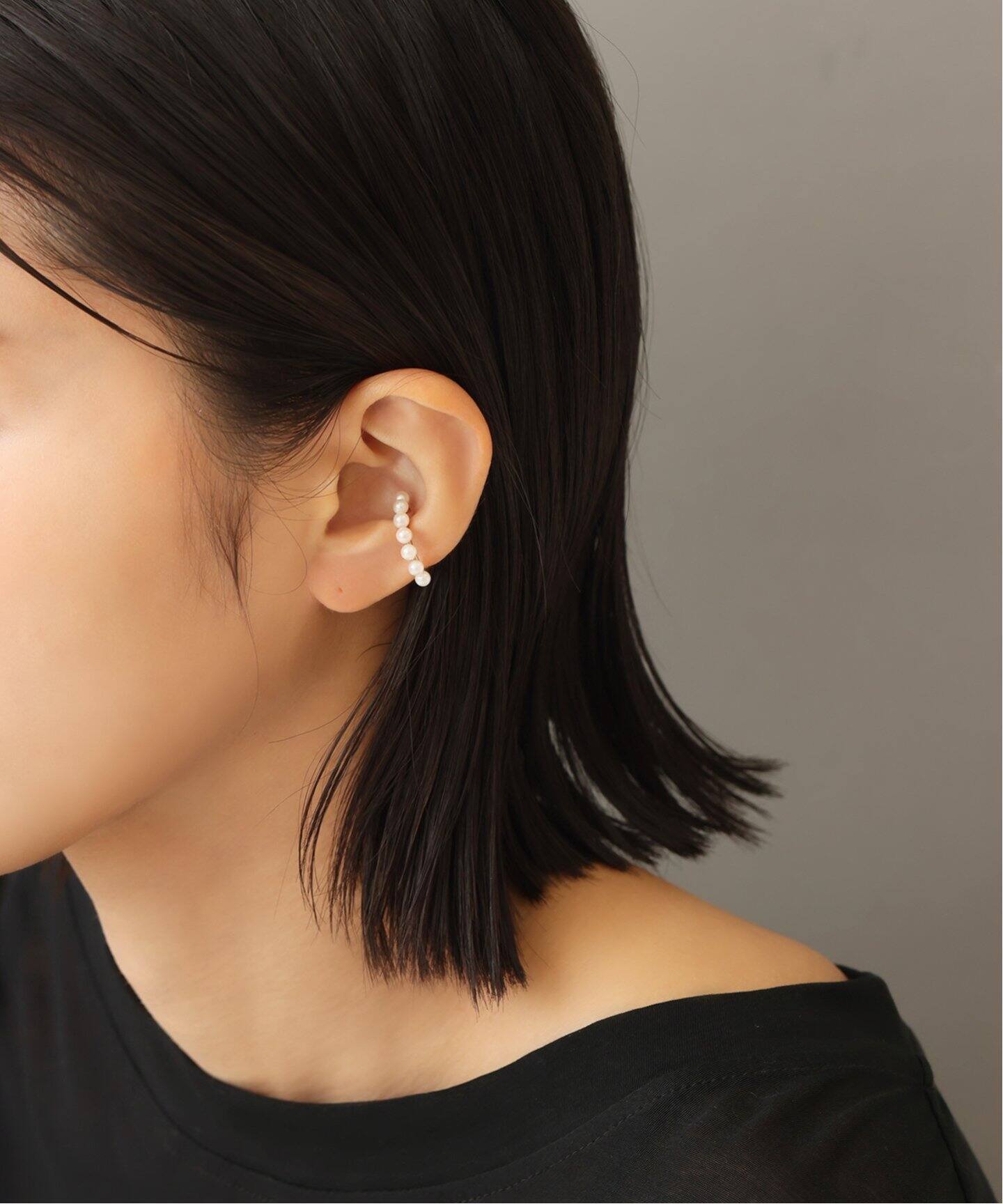 オーバルアコヤパールラインイヤーカフ K10（片耳）（イヤーカフ  