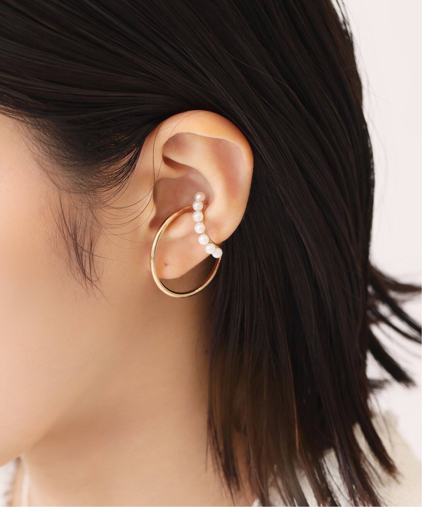 オーバルアコヤパールラインイヤーカフ K10（片耳）（イヤーカフ  