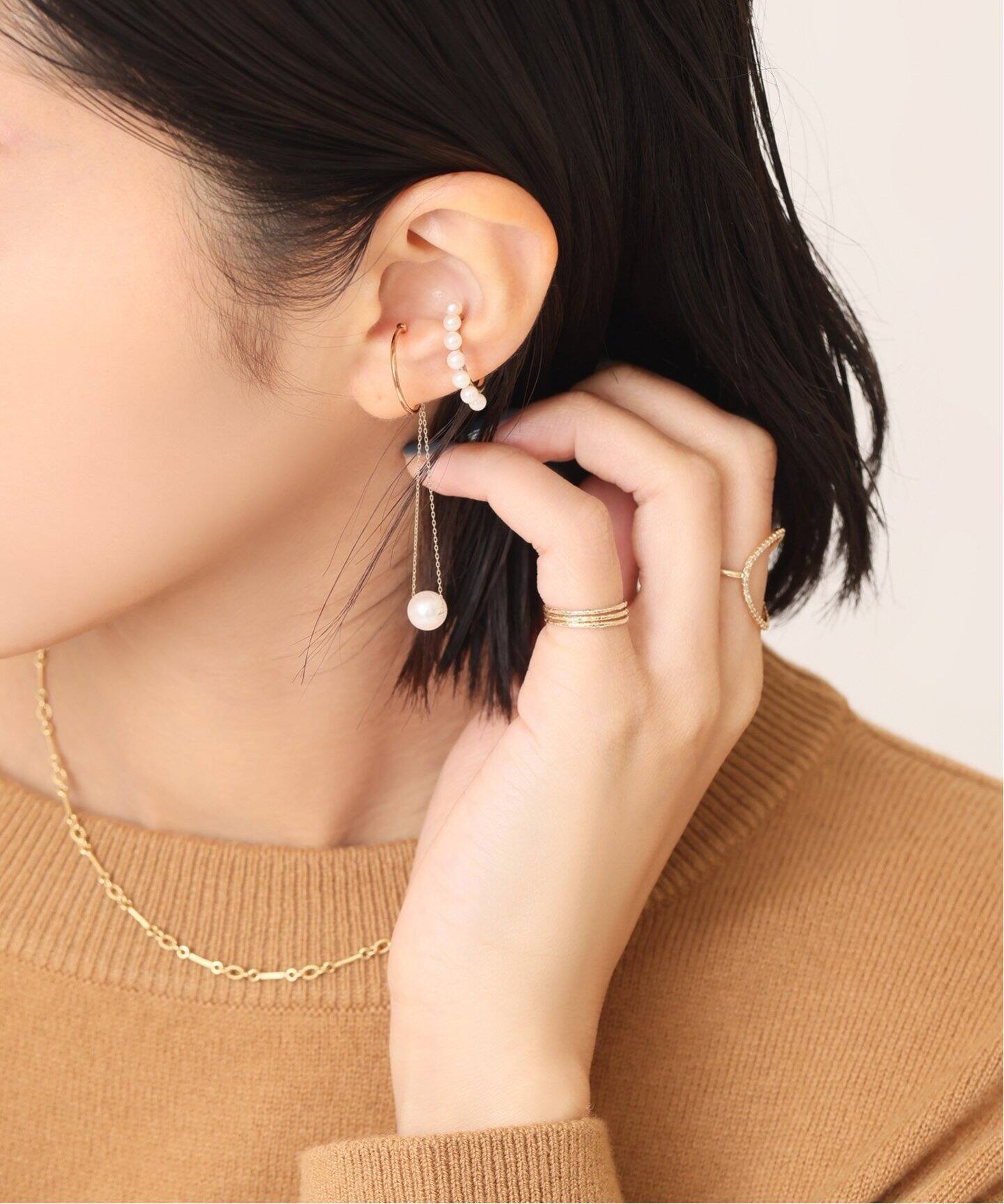 オーバルアコヤパールラインイヤーカフ K10（片耳）（イヤーカフ  