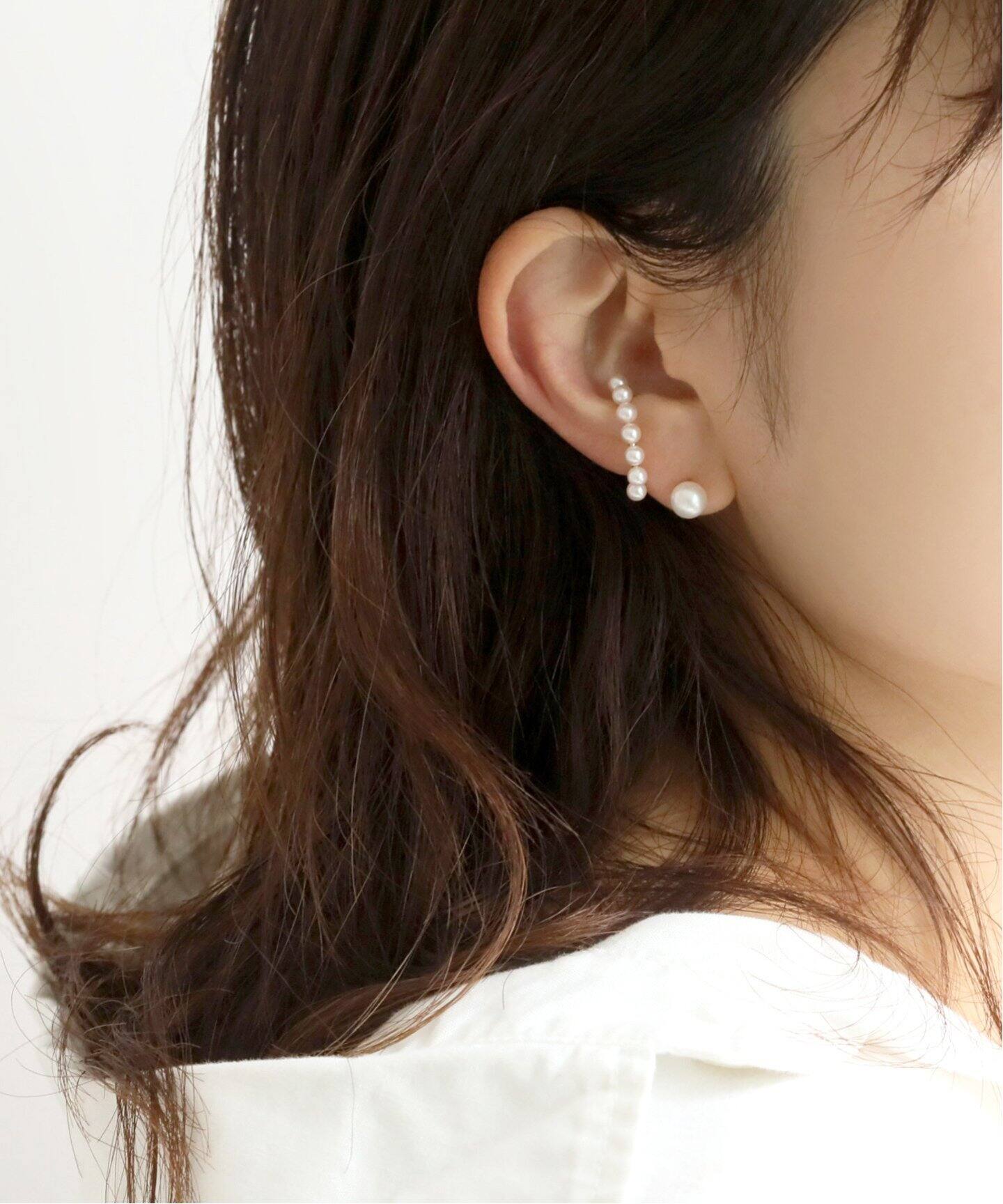 オーバルアコヤパールラインイヤーカフ K10（片耳）（イヤーカフ  