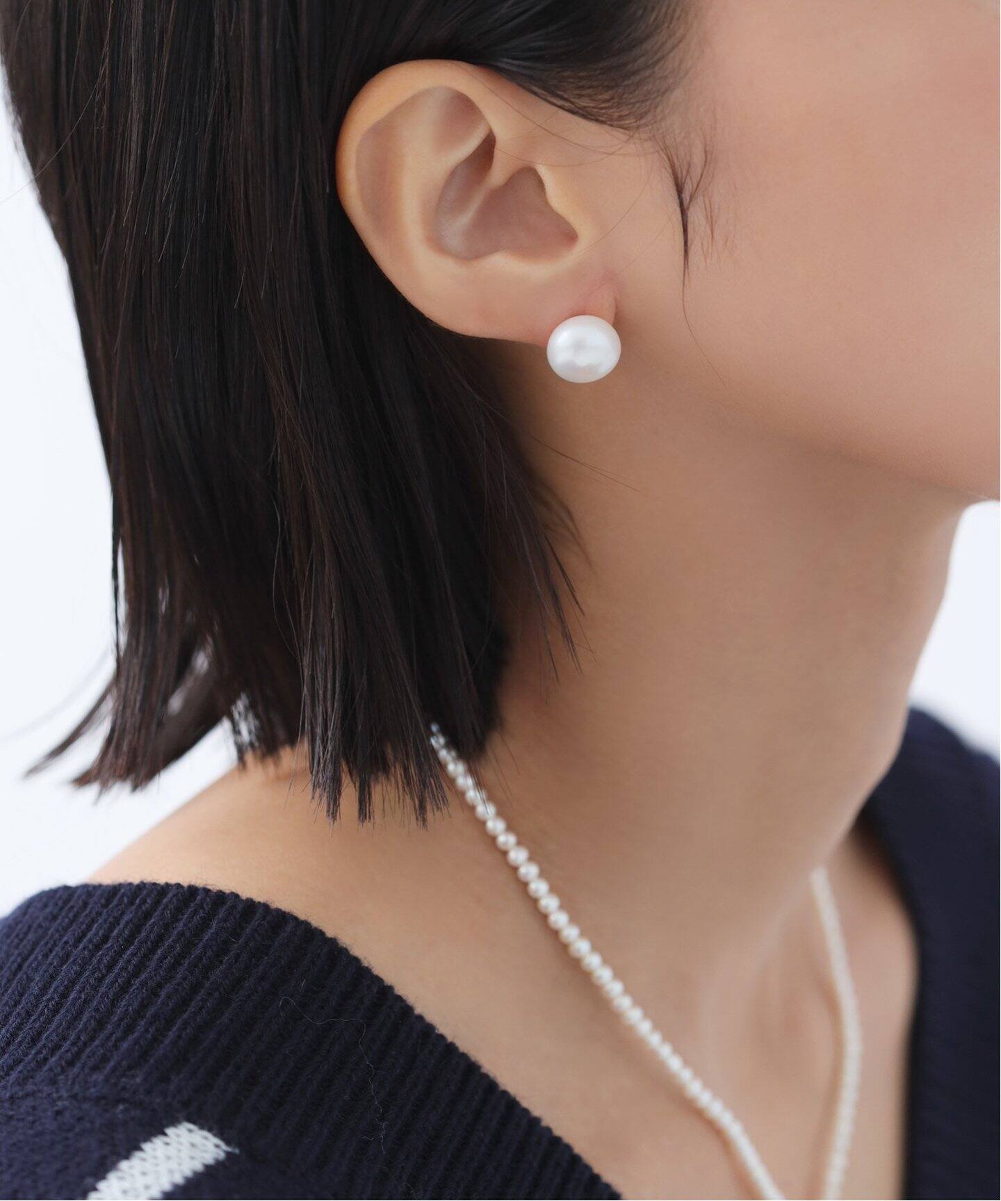 ボタンパールピアス K10（両耳）（ピアス（両耳用））｜Lilas（リラ 