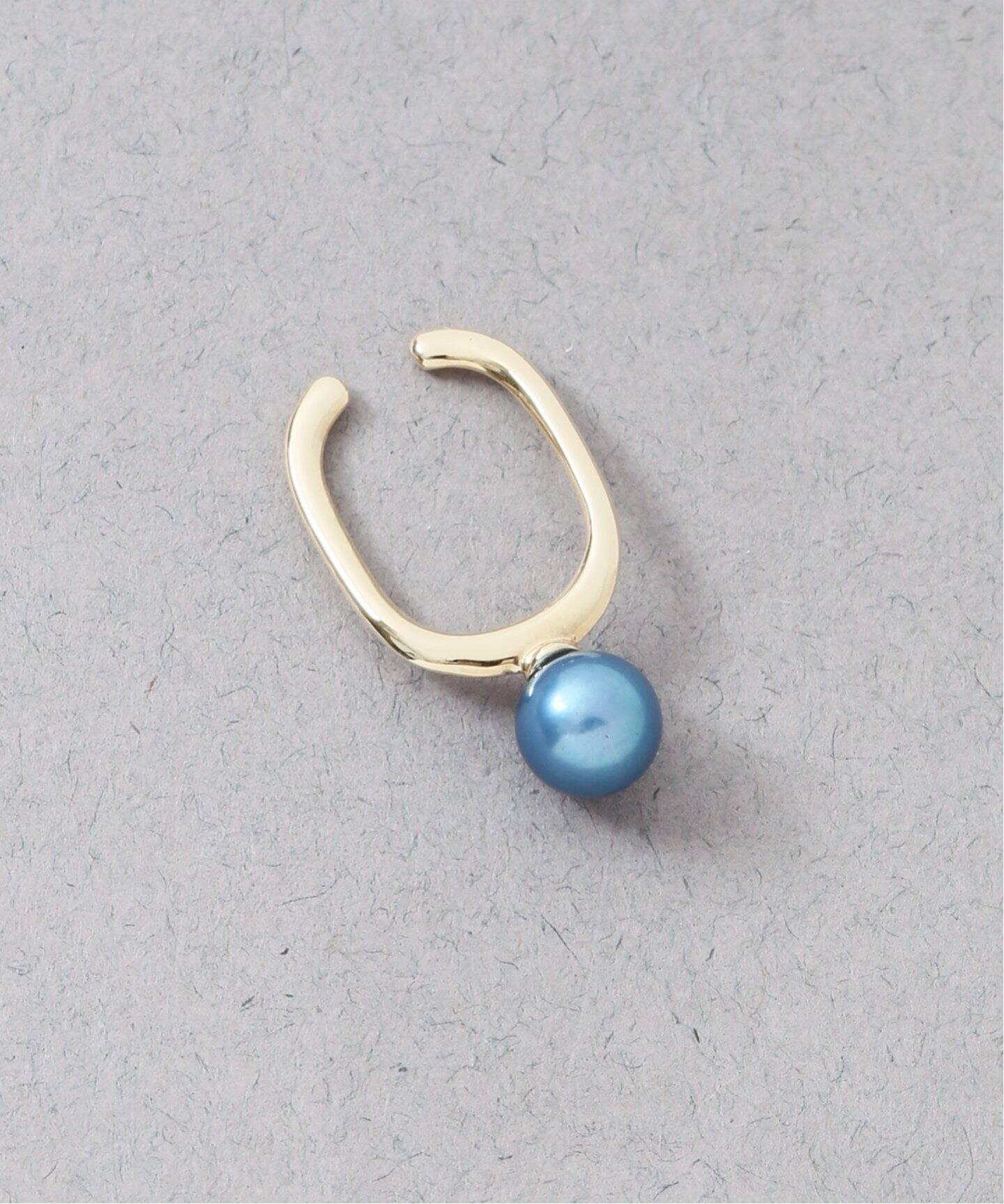 インディゴパール1粒オーバルイヤーカフ K10（片耳）（イヤーカフ 