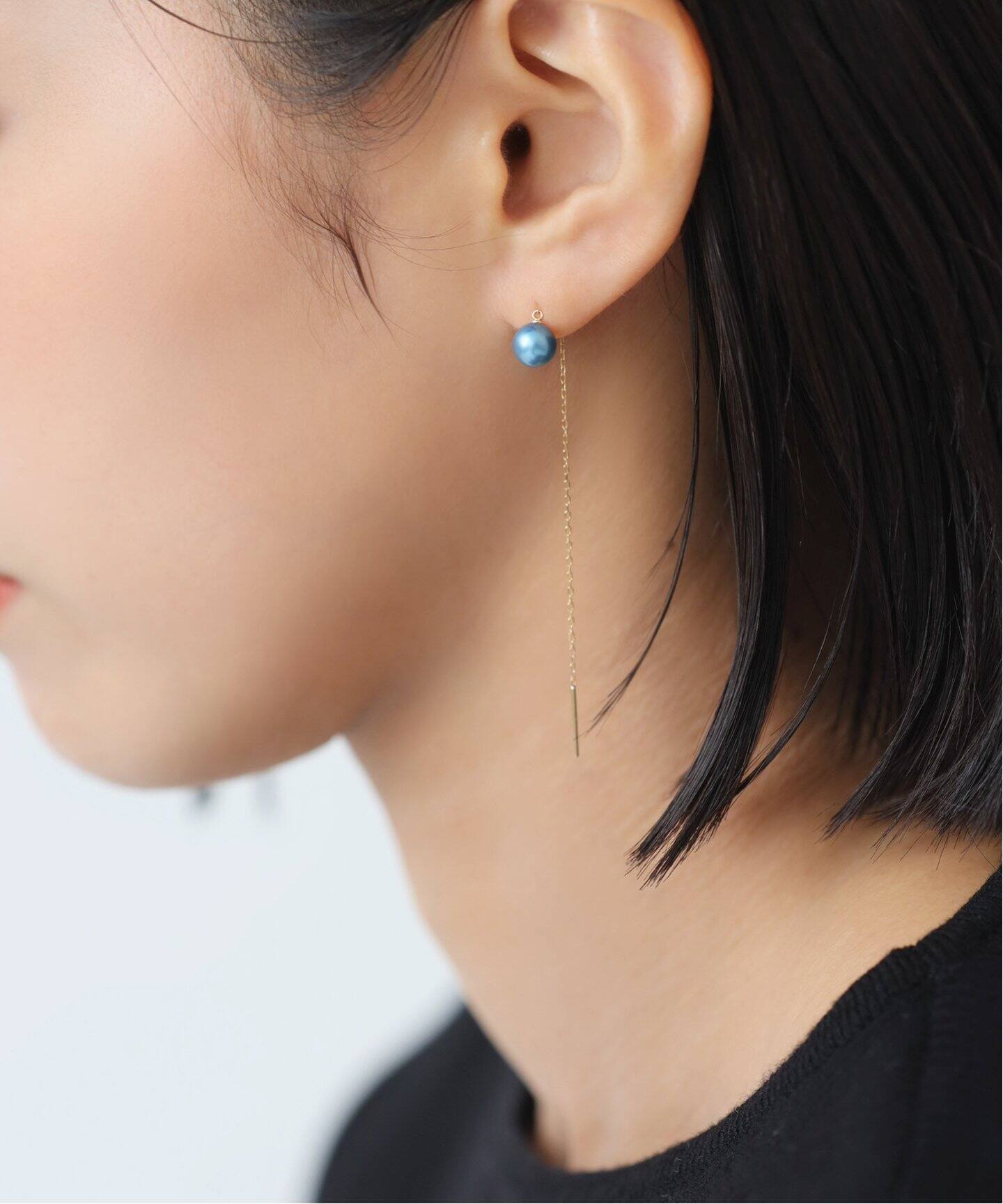 エシカルインディゴパール6mmアメリカンピアス K10（両耳  