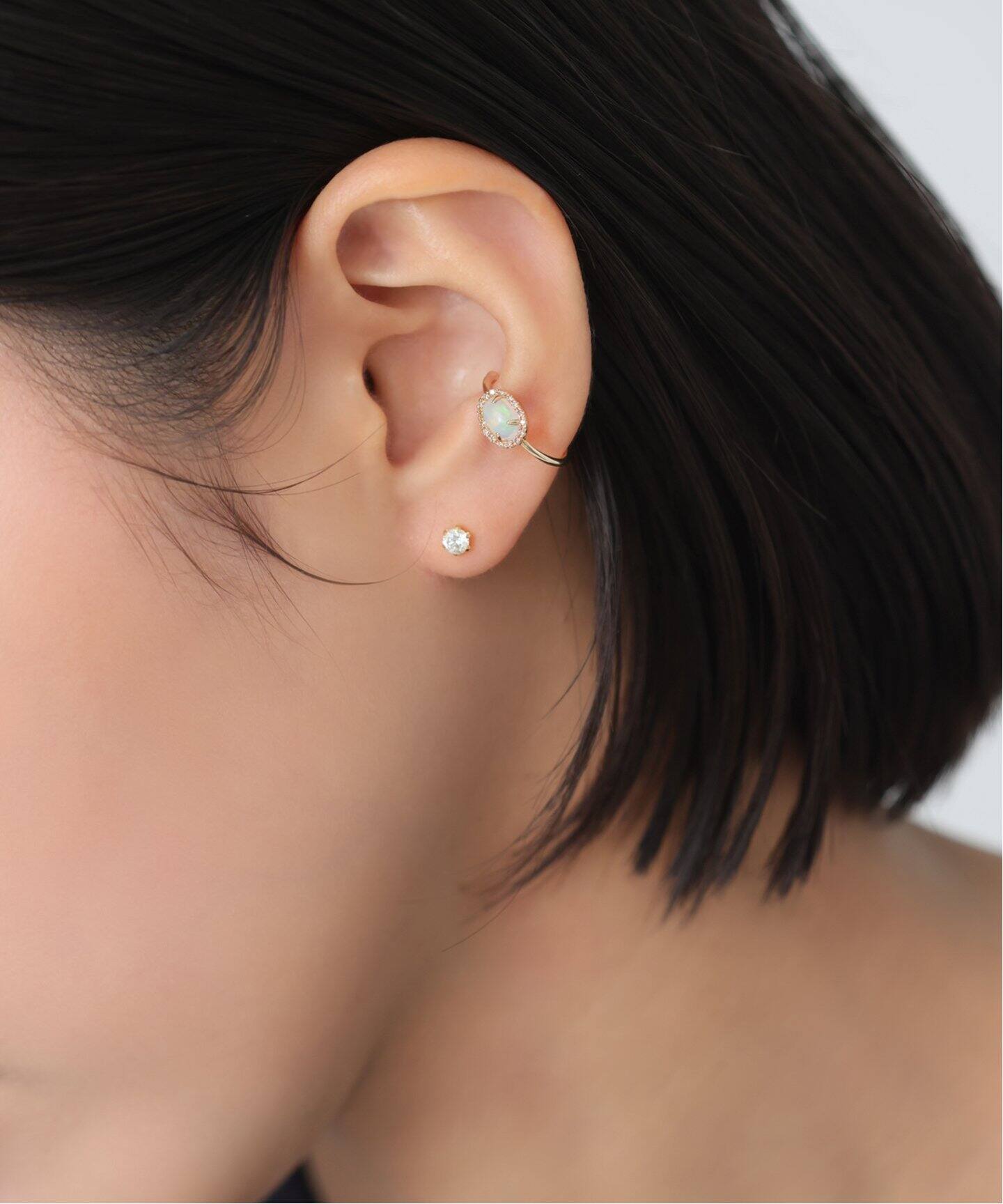 完売　Lilas オーバルオパールメレダイヤイヤーカフ  K10 