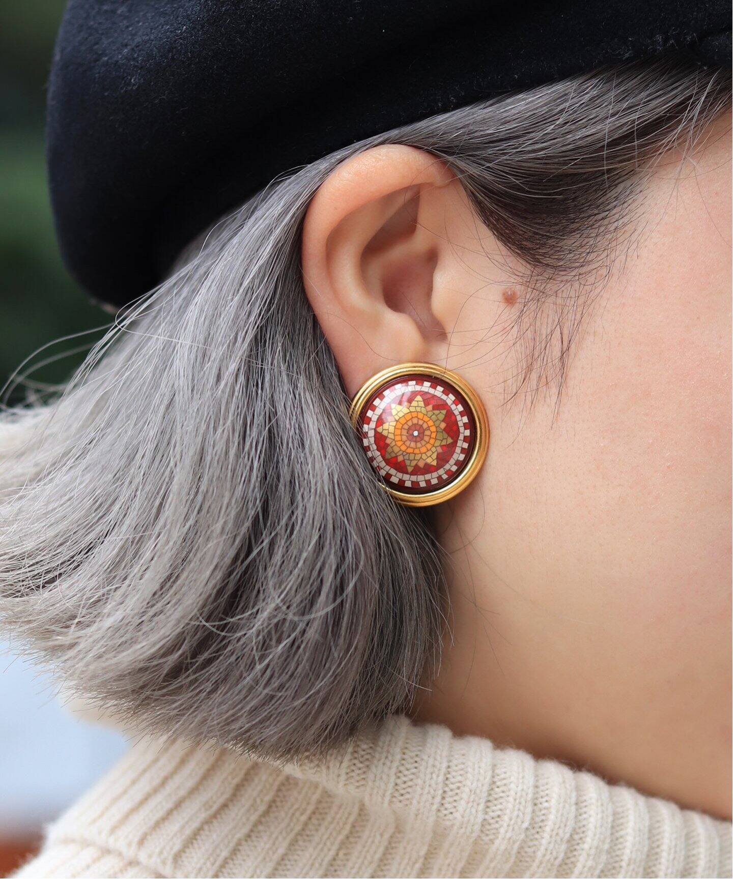 VINTAGE HERMES エマイユイヤリング(両耳)（イヤリング）｜ENSEMBLE  