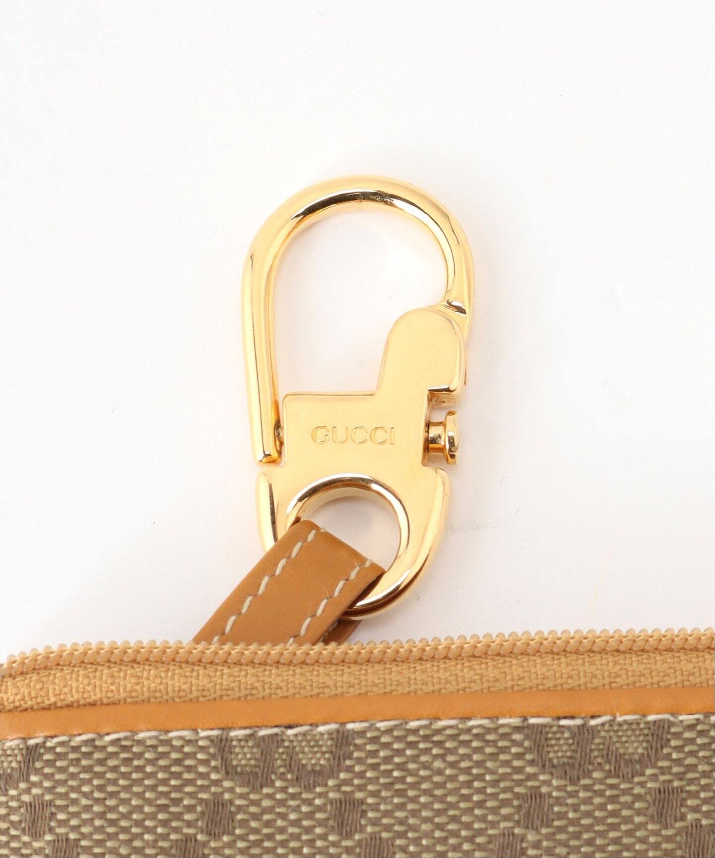 GUCCI グッチ ロゴ入り ポーチ 化粧ポーチ 小物入れ レザー イエロー ...