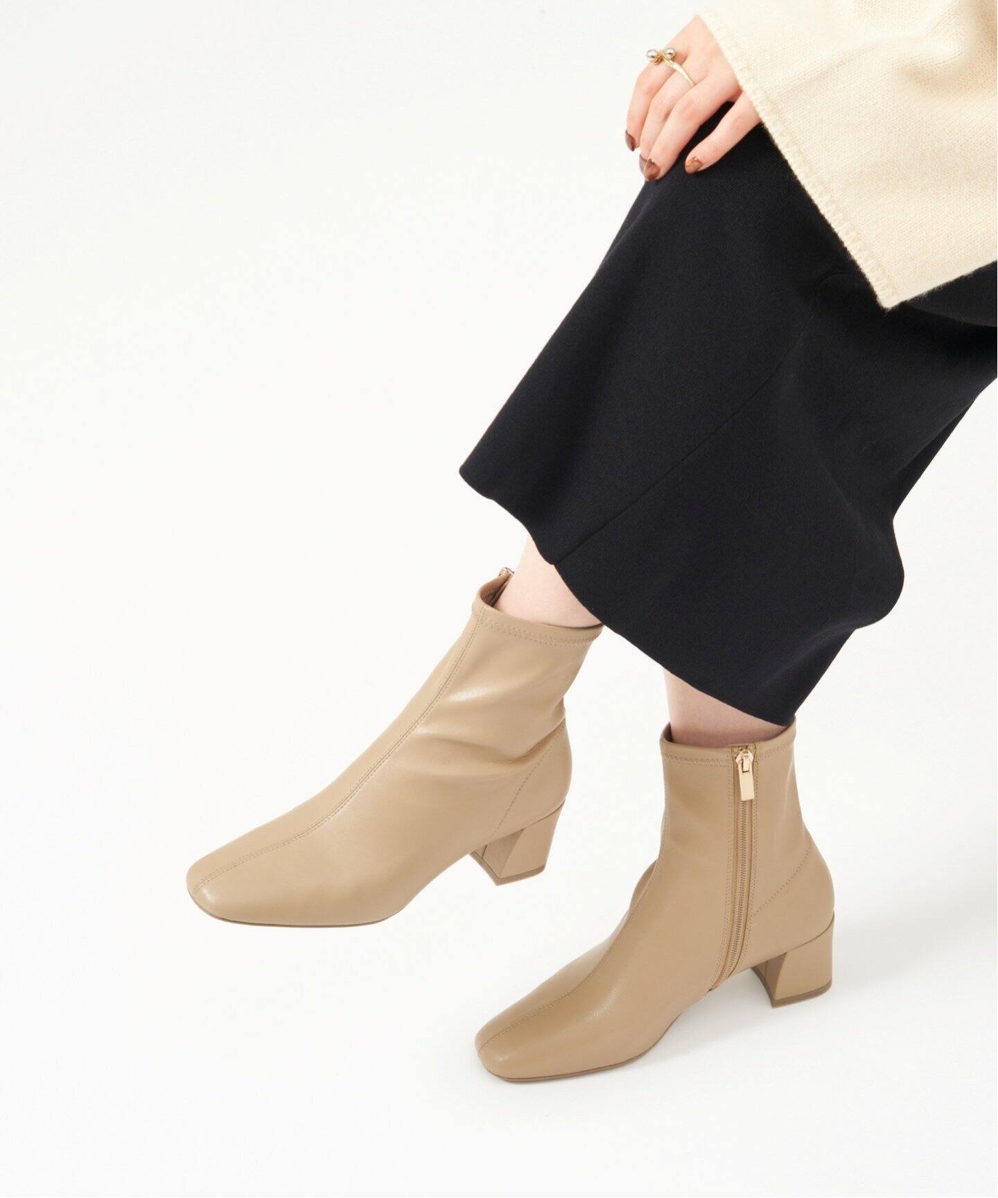 5cmスクエアフィットショートブーツ（ブーティ・ショートブーツ）｜LE  