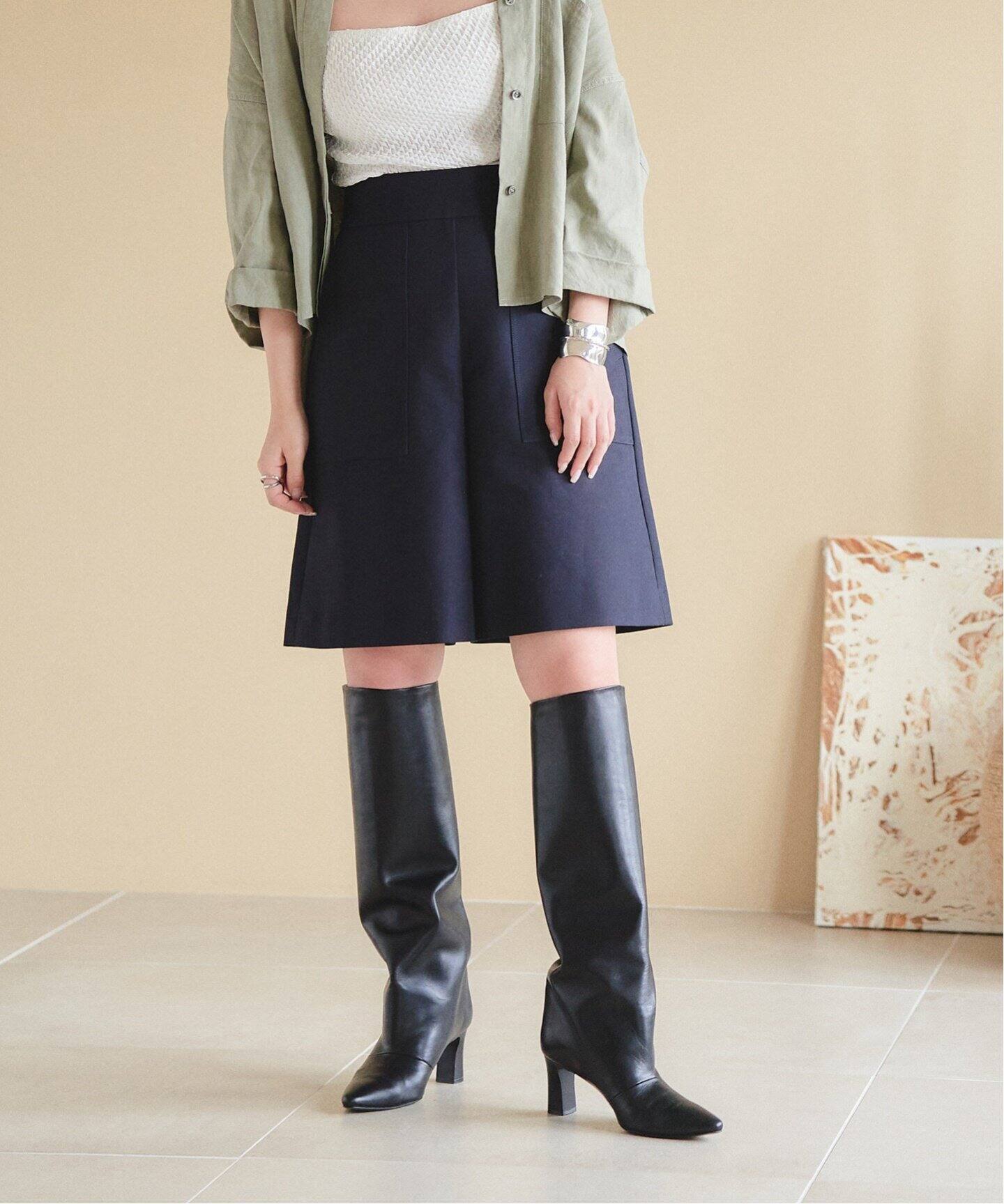 GRISE6.5cmレザーワイドシャフトロングブーツ（ロングブーツ）｜LE 