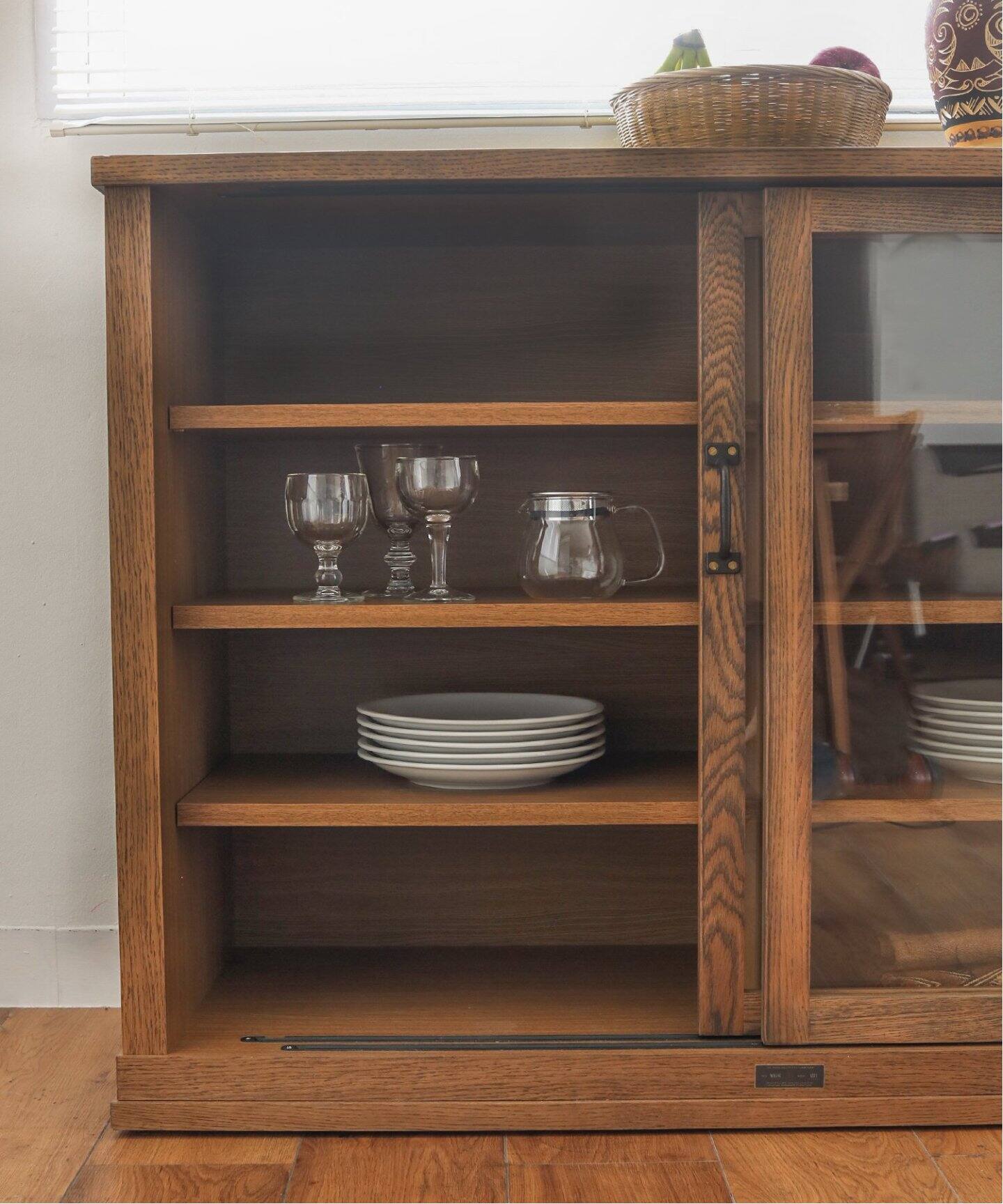 アンファン 家具 食器棚 アンファン 食器棚 木製ガラス扉付き
