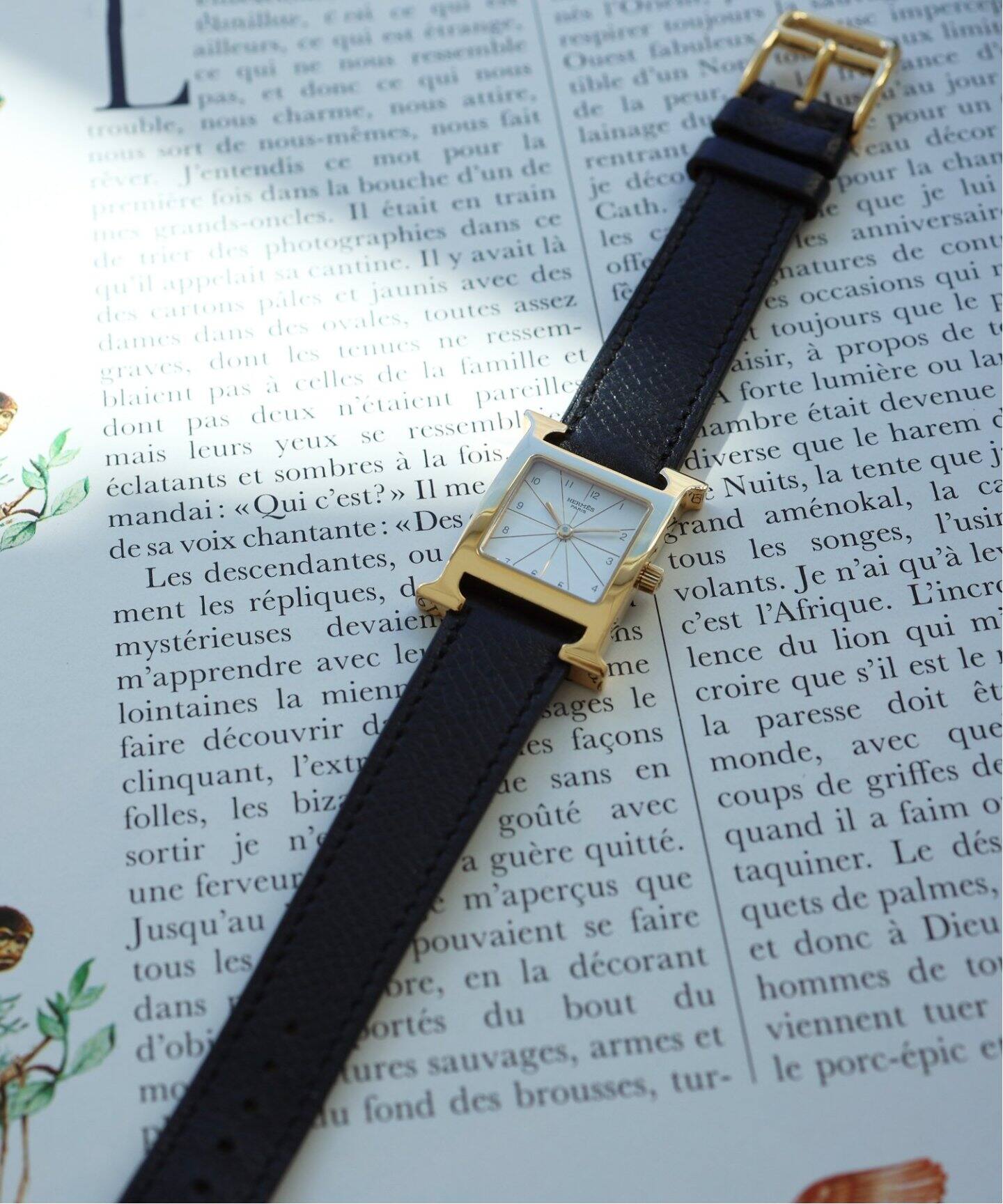 HERMES / エルメス】H Watch Gold ホワイトダイヤル レザー【ウォッチ 