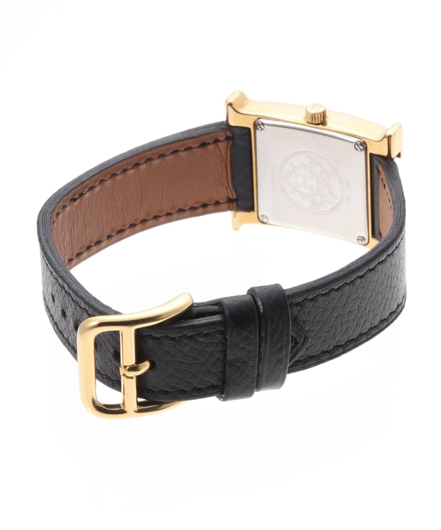 HERMES / エルメス】H Watch Gold ホワイトダイヤル レザー【ウォッチ 