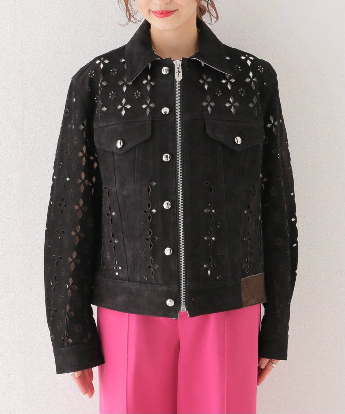 MASU FLOWER-CUT LEATHER TRUCKER JACKET MASU(エムエーエスユー 