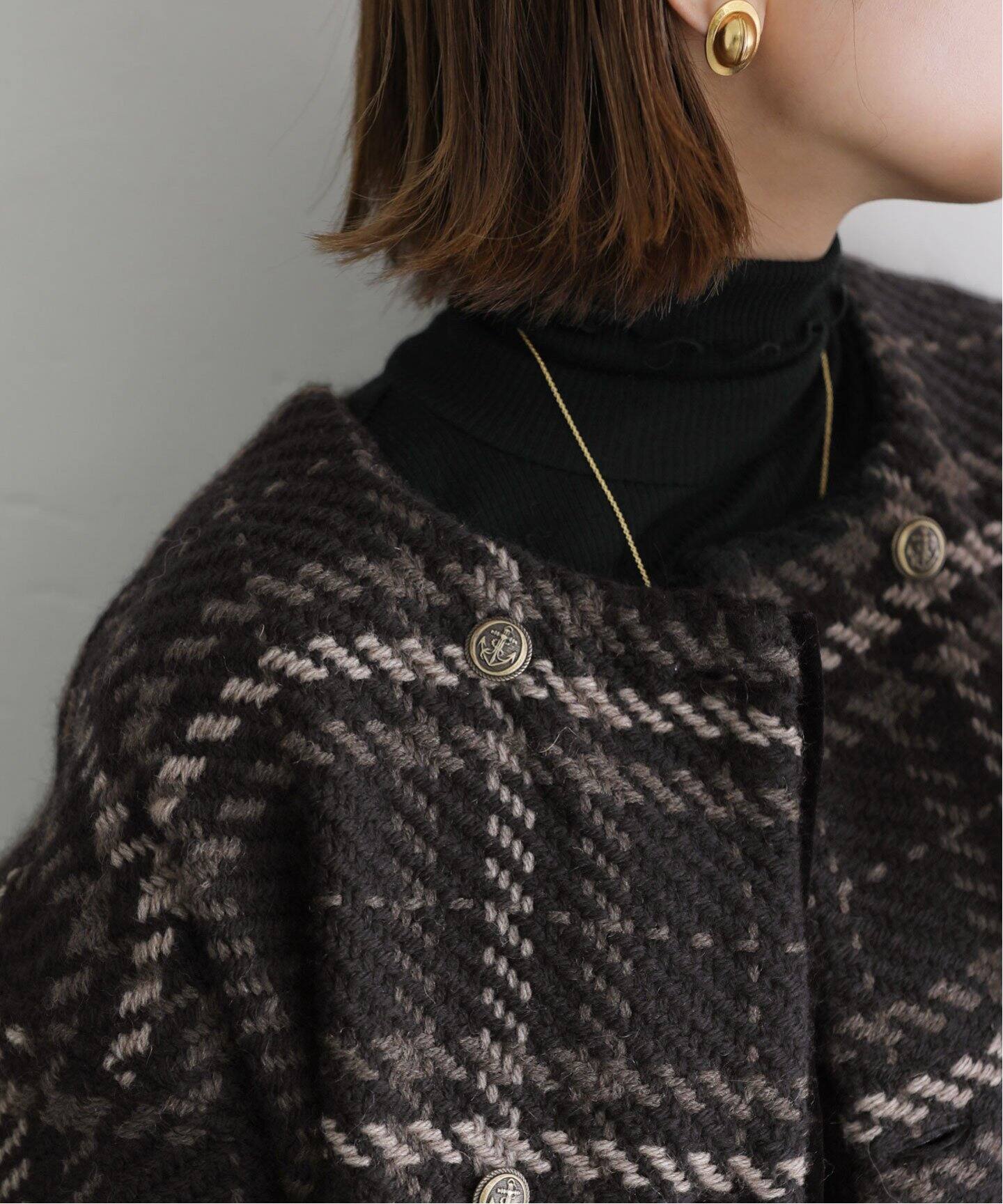 John branigan/ジョンブラニガン】ツイードニットWジャケット（ノー  