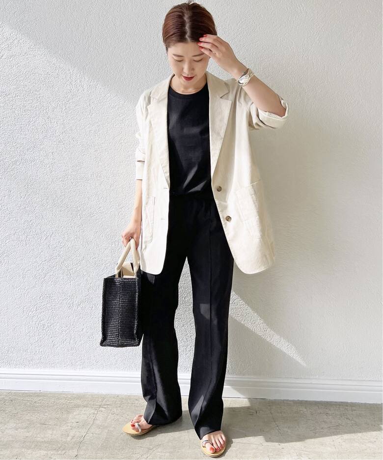 レーヨンリネンストレッチルーズジャケット（テーラードジャケット  