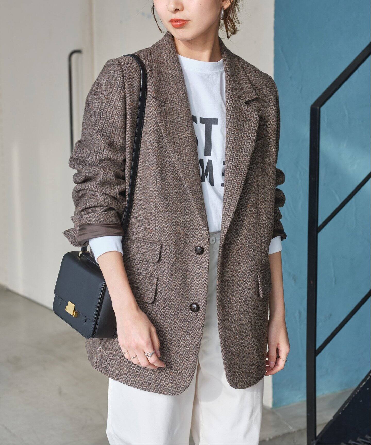 シェットランドツイードオーバージャケット（テーラードジャケット  