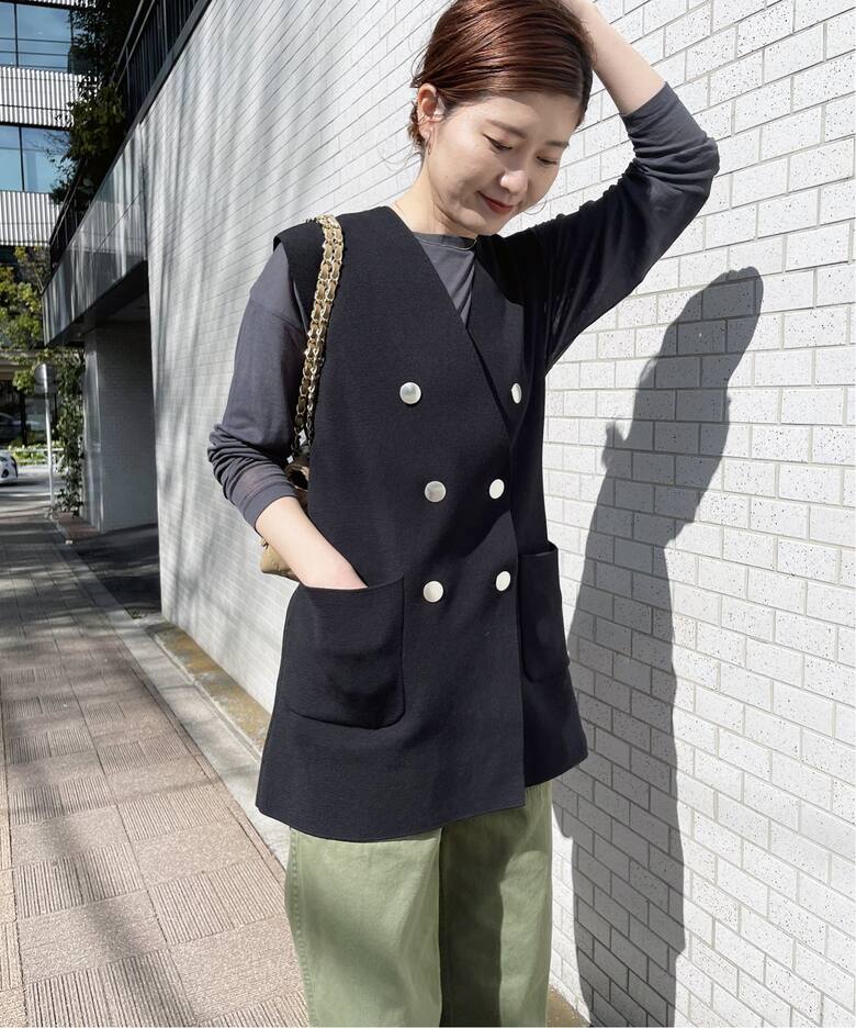 ミラノリブメタル釦ニットジレ（ベスト）｜Spick and Span（スピック 