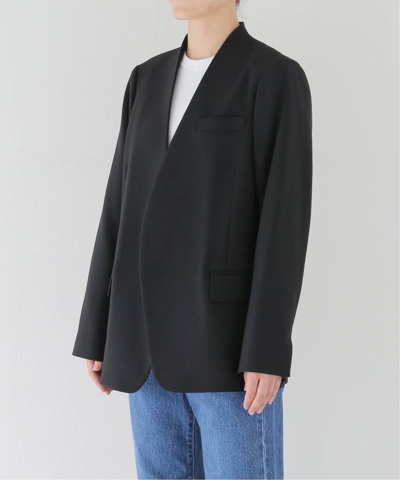 TWフォルムクロス ノーカラージャケットコート（ノーカラージャケット  