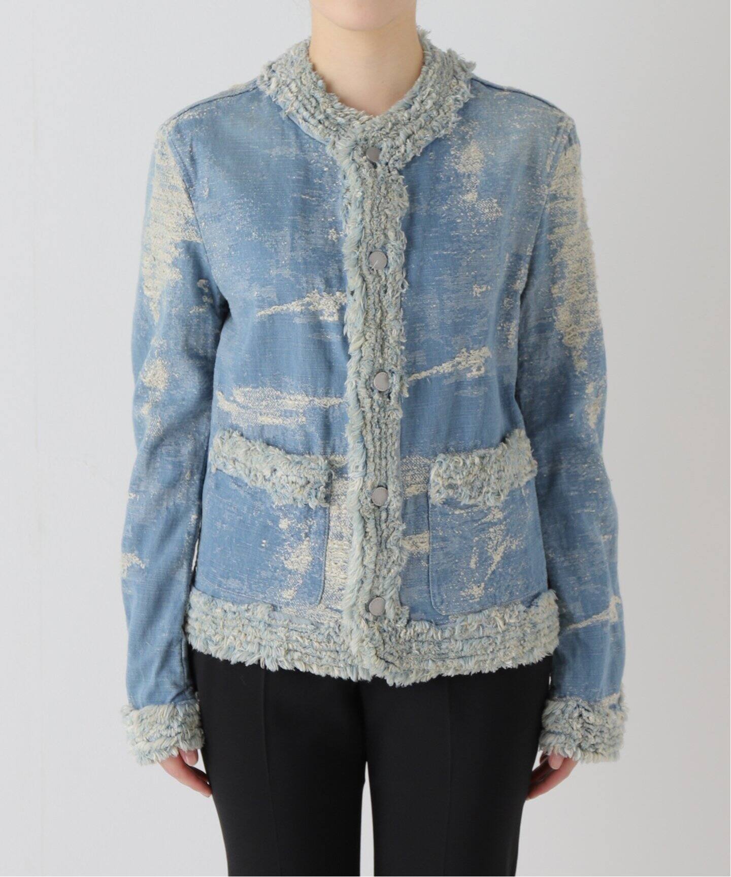 TAAKK/ターク】COLLARLESS JACKET：デニムジャケット（デニム  