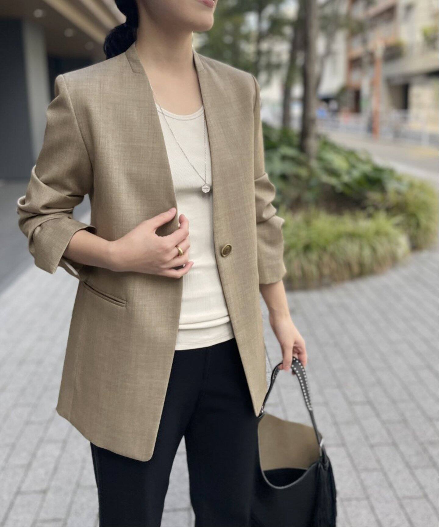 ウールツイルノーカラージャケット（ノーカラージャケット）｜NOBLE  