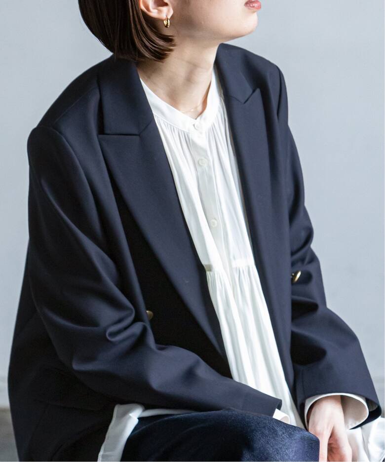 追加》ウールストレッチピークドラペルジャケット（テーラード  
