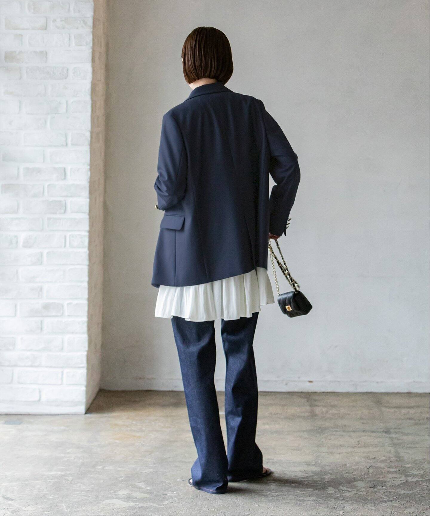 追加》ウールストレッチピークドラペルジャケット（テーラード  