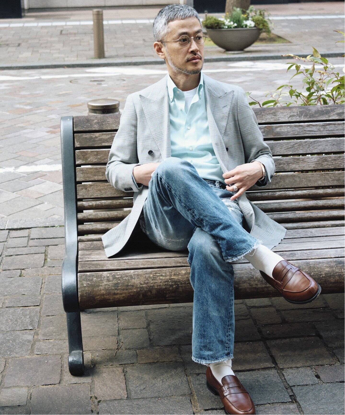 グレンチェック 6ボタン ダブルブレスト ジャケット（テーラード  