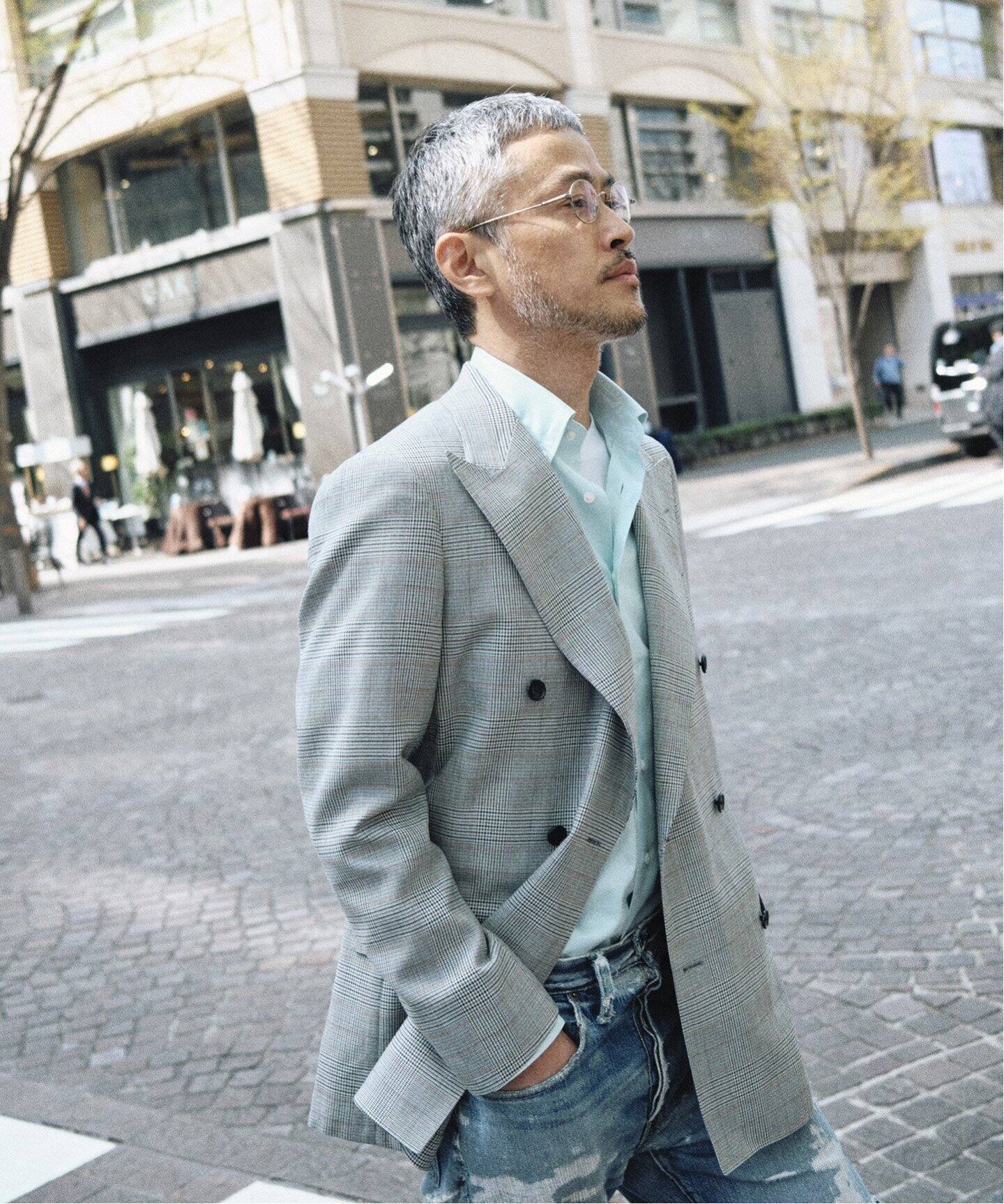 グレンチェック 6ボタン ダブルブレスト ジャケット（テーラード  