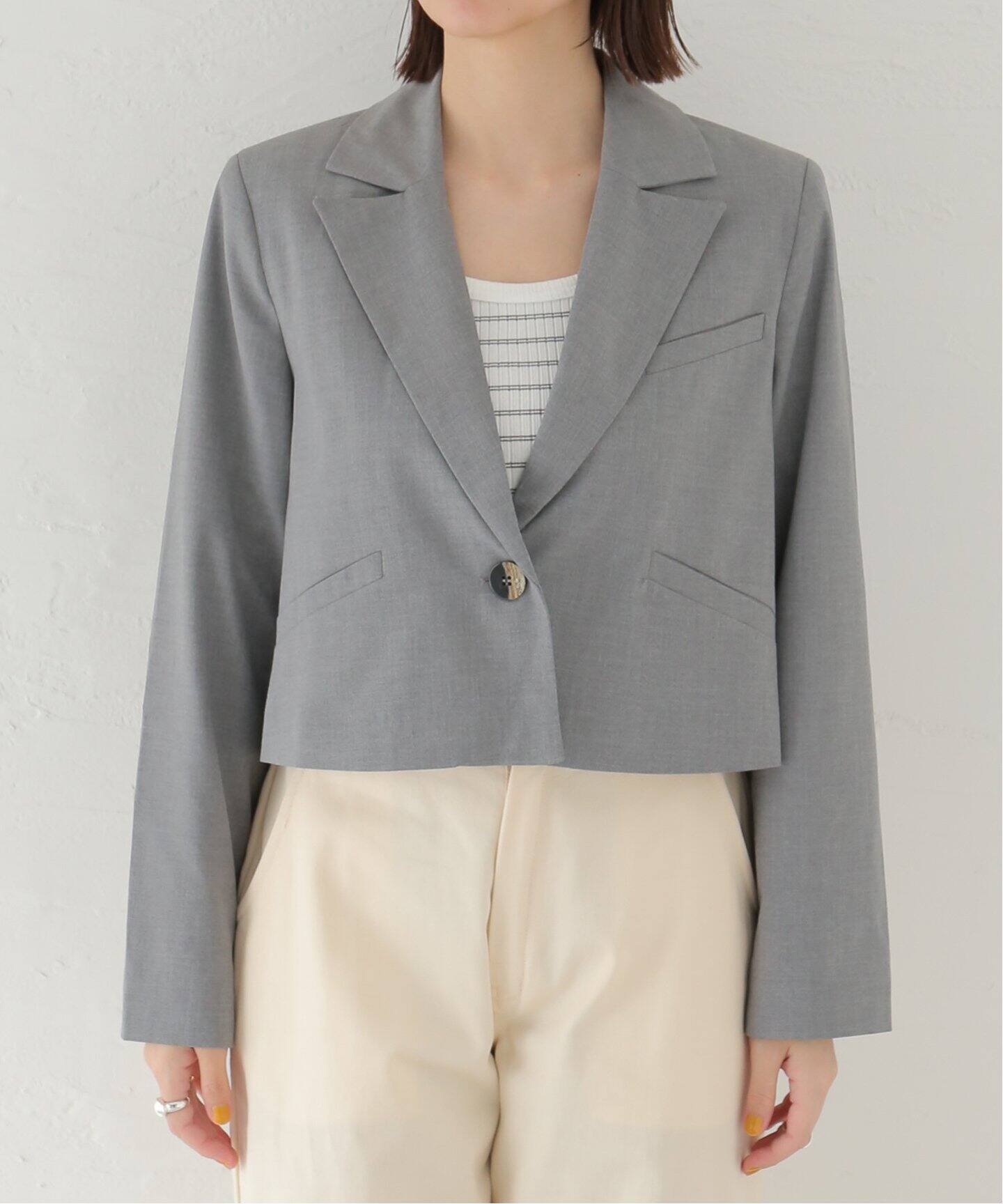 GANNI / ガニー】Drapey Melange Short Blazer：ジャケット 