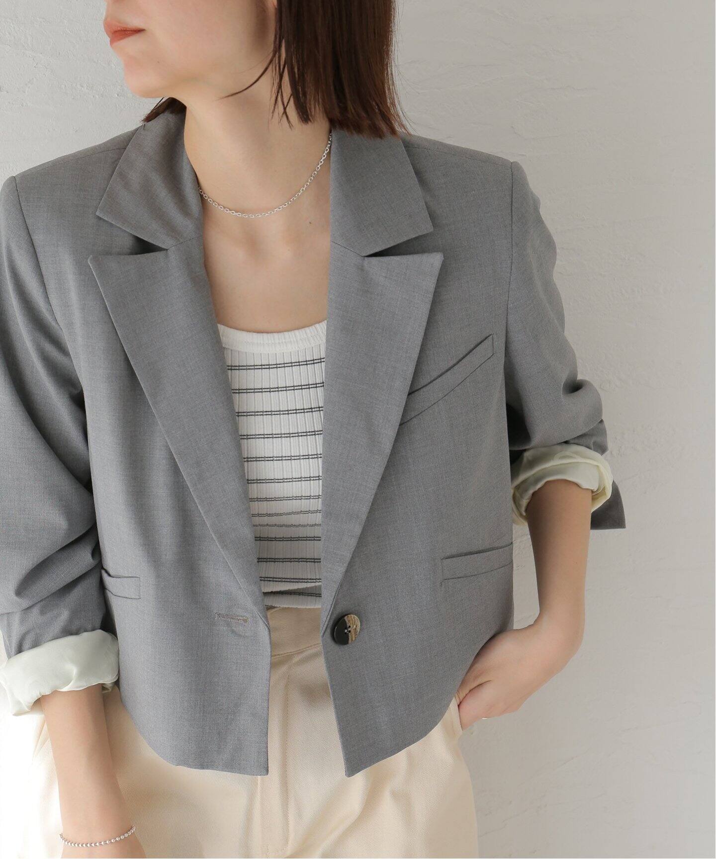 GANNI / ガニー】Drapey Melange Short Blazer：ジャケット  