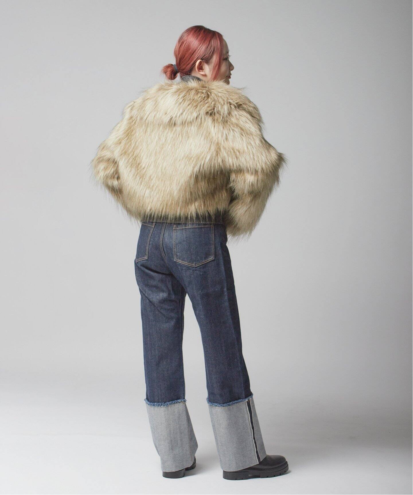molliolli/モリオリ】GABRIEL WIDE COLLAR JACKET：ファージャケット 