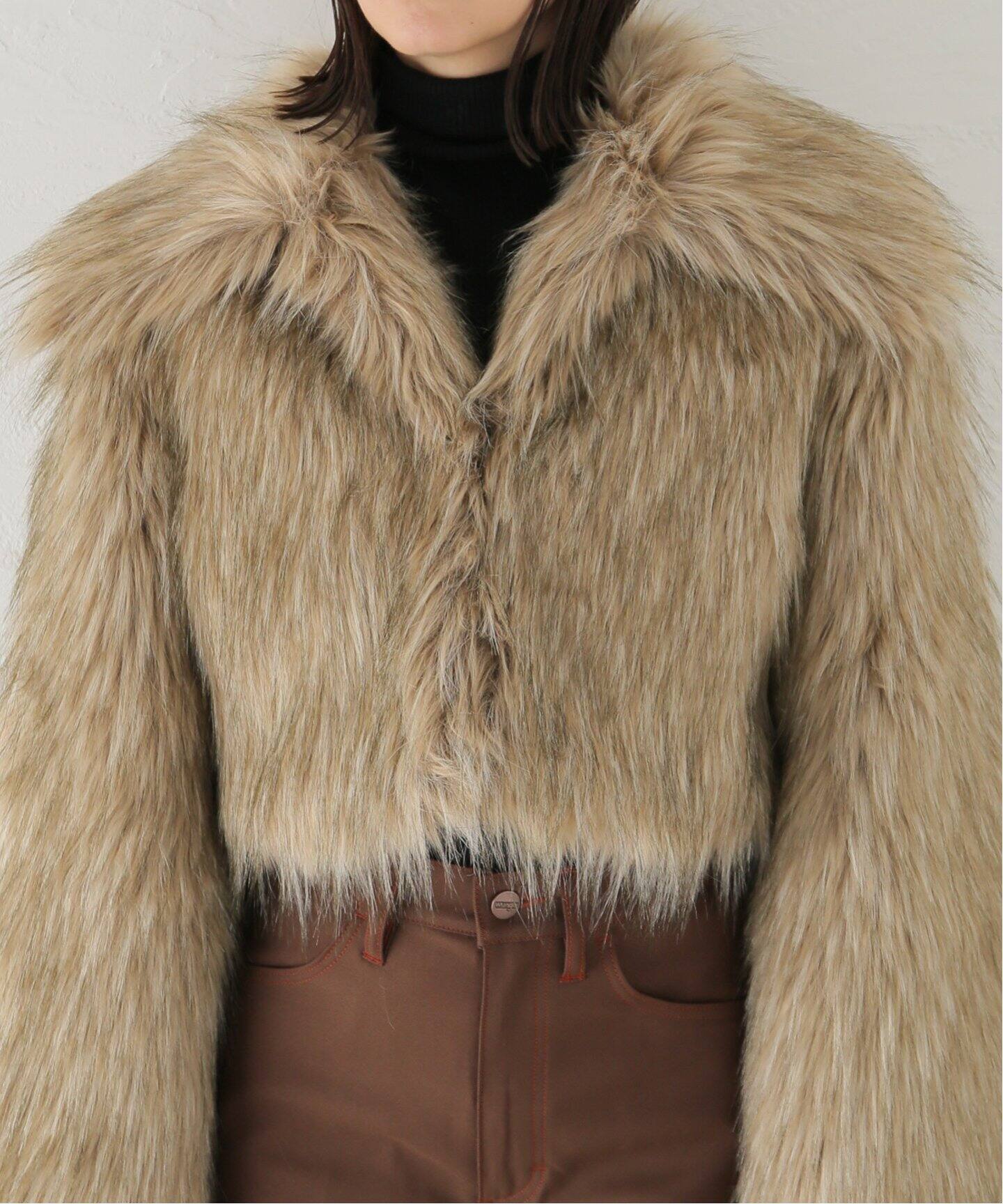 molliolli/モリオリ】GABRIEL WIDE COLLAR JACKET：ファージャケット 