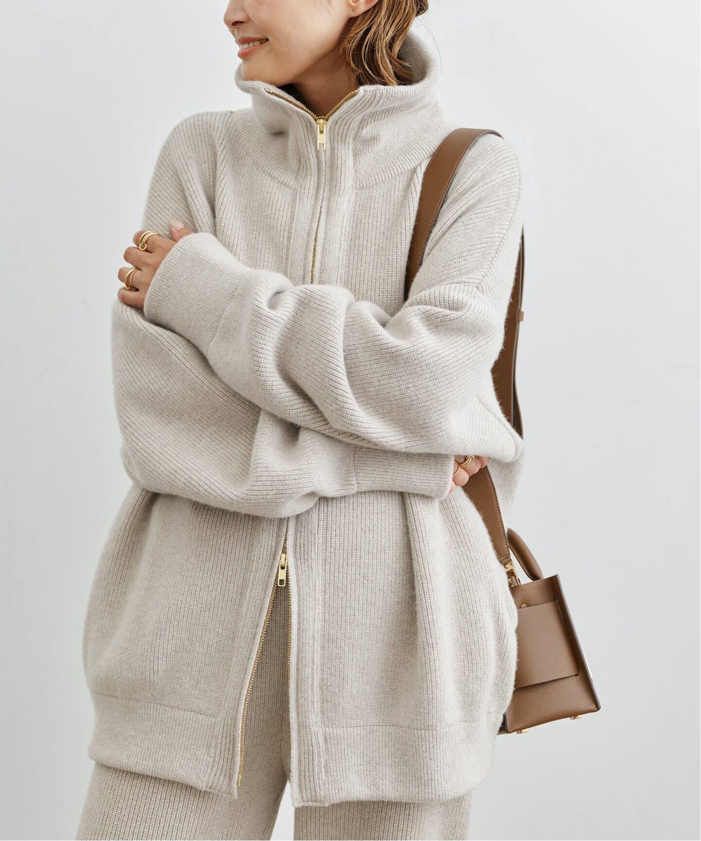 OLBIA ロングジップ ブルゾン（ニット／セーター）｜Deuxieme Classe  