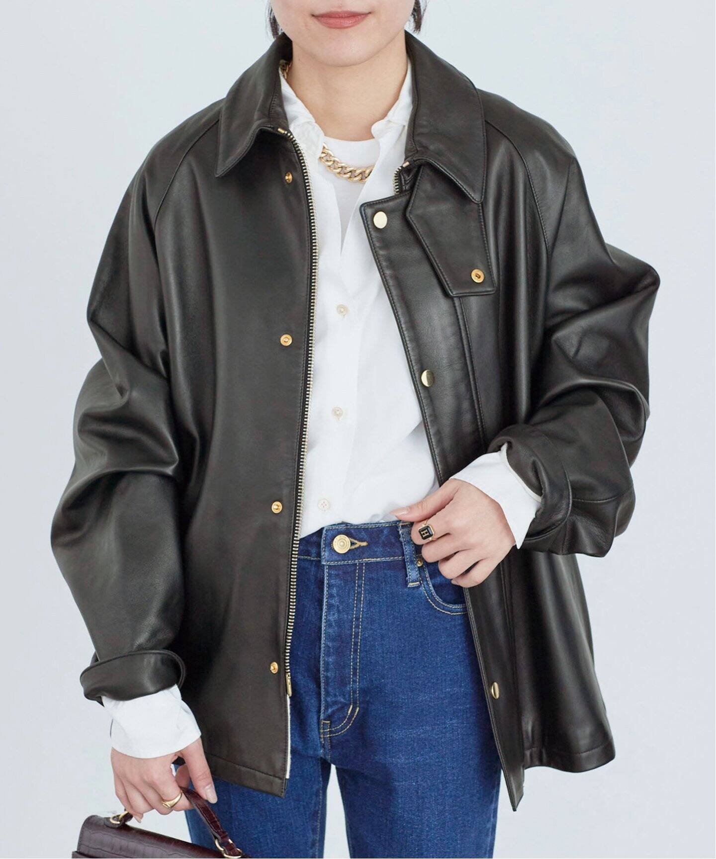 CINQUANTA/チンクアンタ】 レザーブルゾン（その他ブルゾン／アウター  