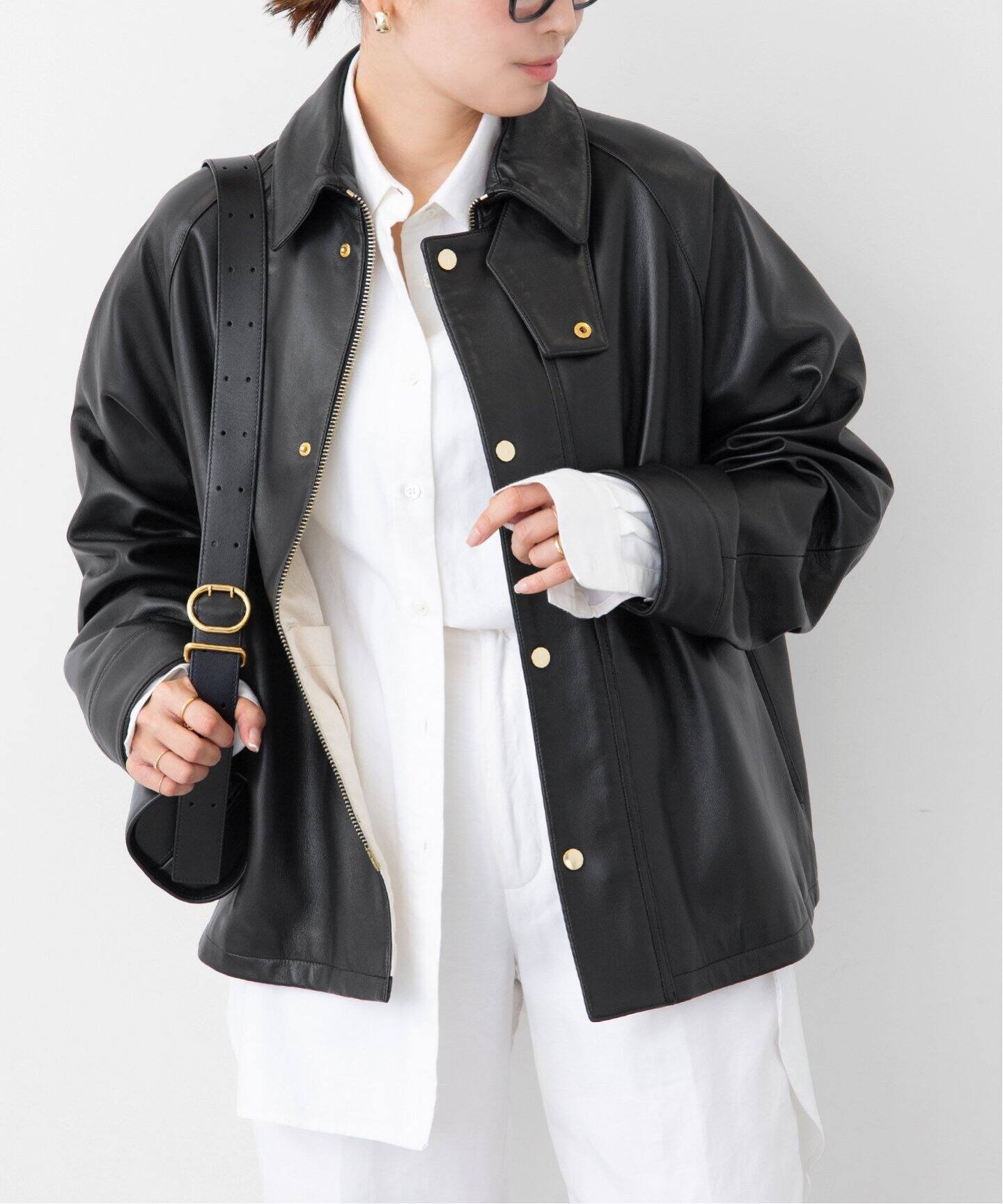 CINQUANTA/チンクアンタ】 レザーブルゾン（レザージャケット  