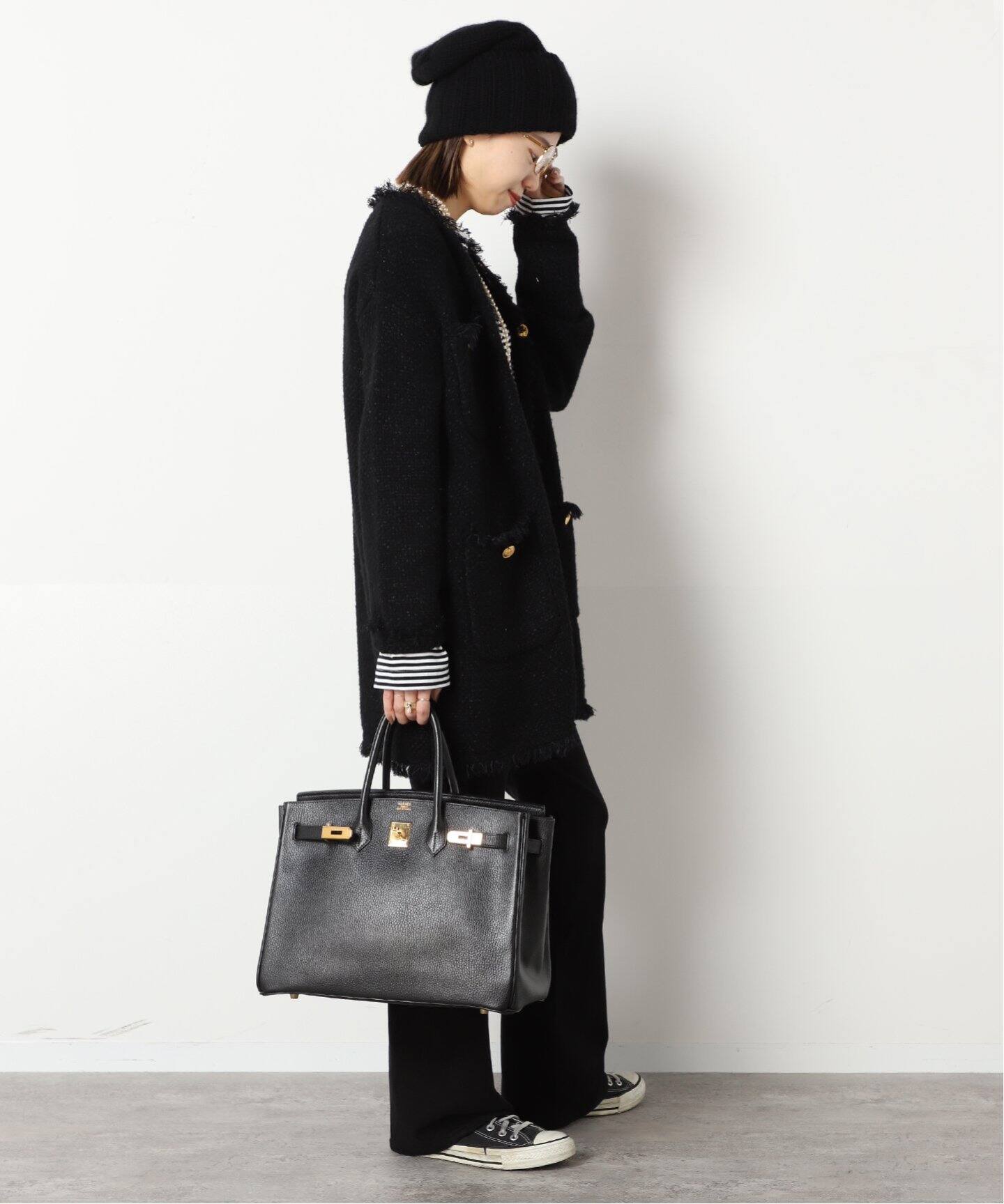 ADAWAS/アダワス】KNIT TWEED ジャケット（ノーカラージャケット  