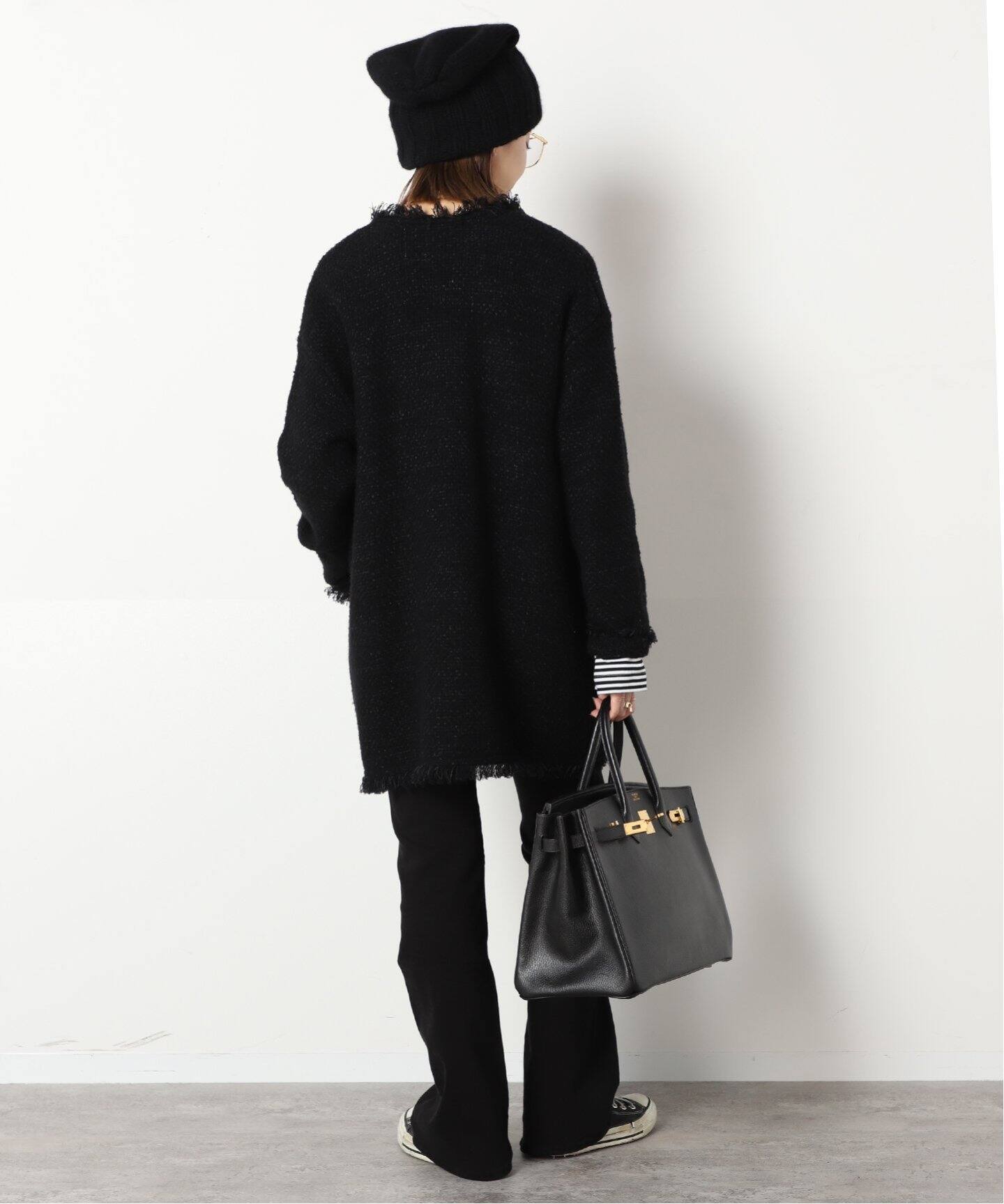 ADAWAS/アダワス】KNIT TWEED ジャケット（ノーカラージャケット 