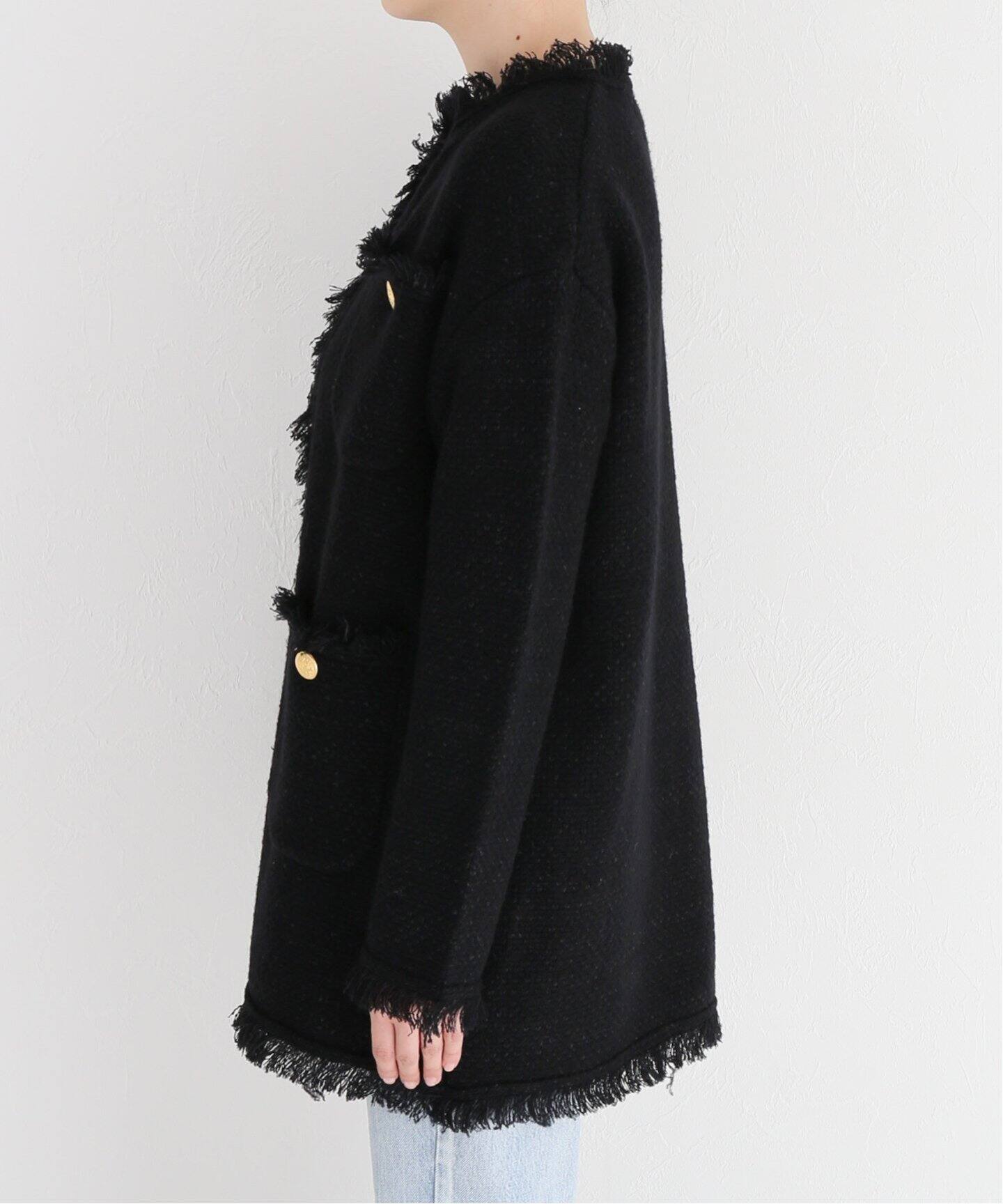 ADAWAS/アダワス】KNIT TWEED ジャケット（ノーカラージャケット 