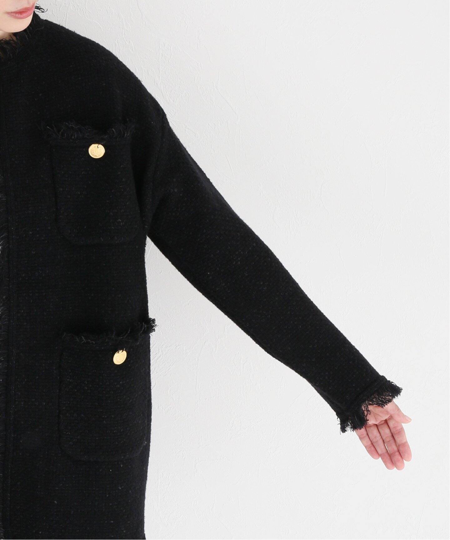 ADAWAS/アダワス】KNIT TWEED ジャケット（ノーカラージャケット 