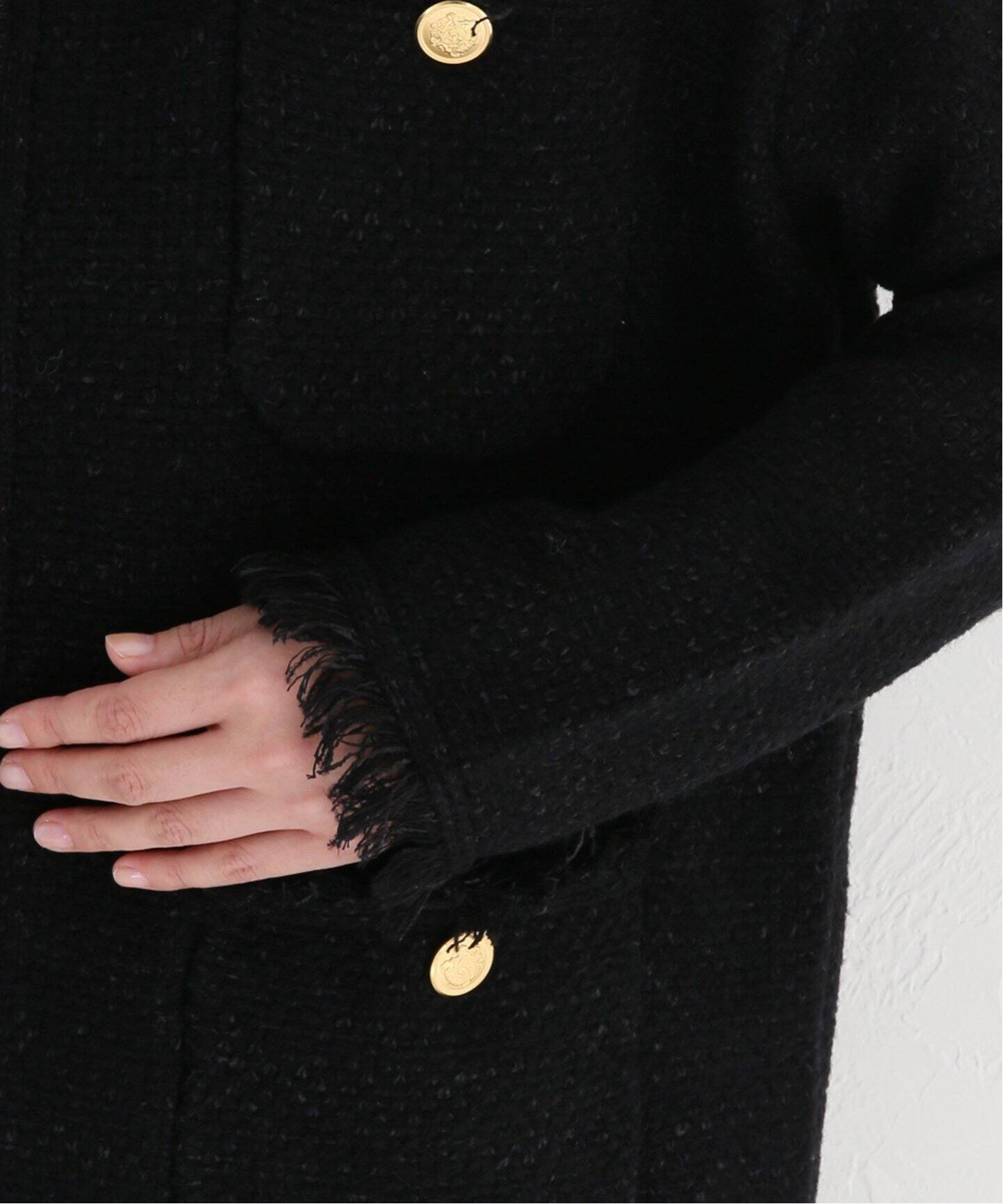 ADAWAS/アダワス】KNIT TWEED ジャケット（ノーカラージャケット 