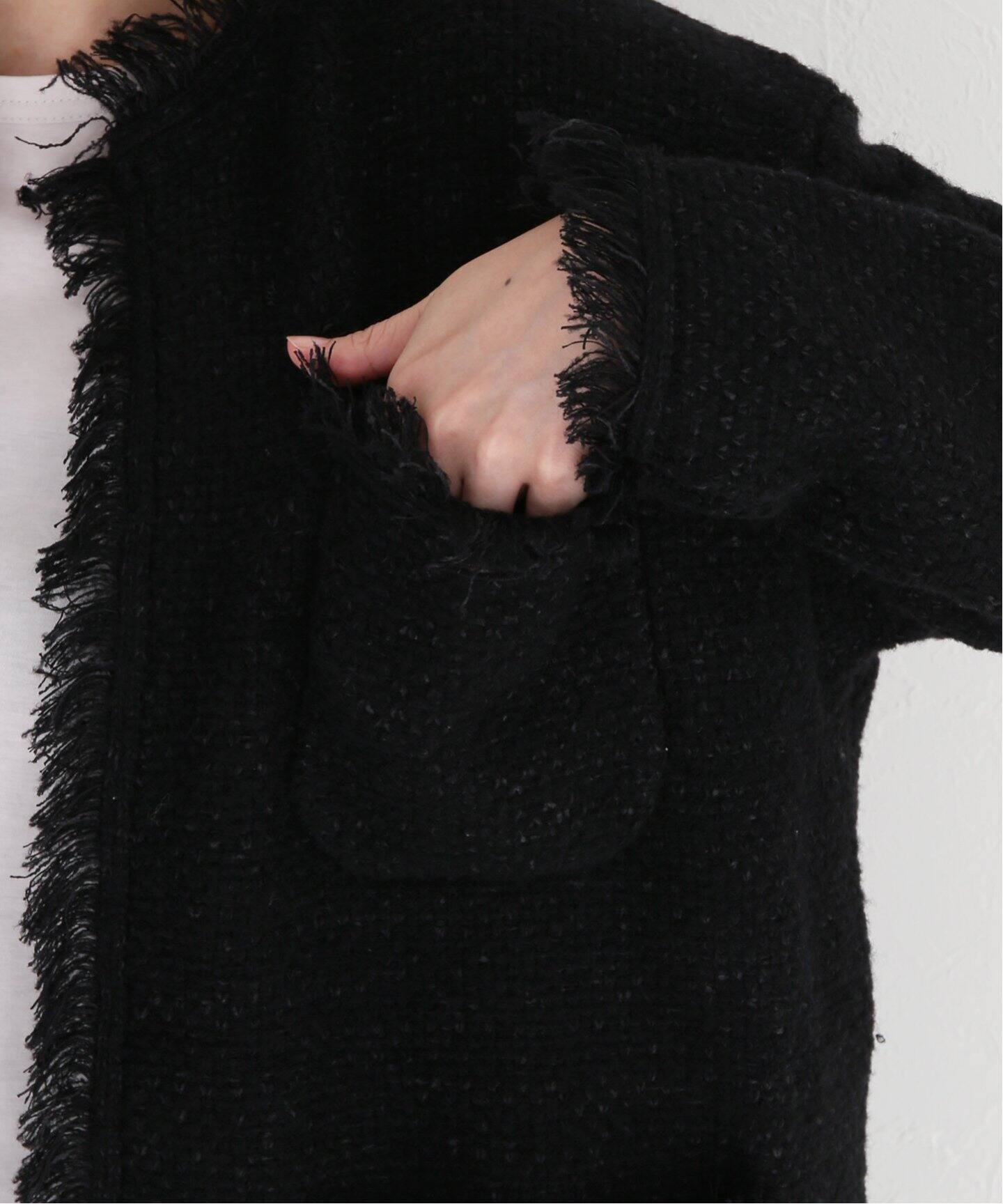 ADAWAS/アダワス】KNIT TWEED ジャケット（ノーカラージャケット 