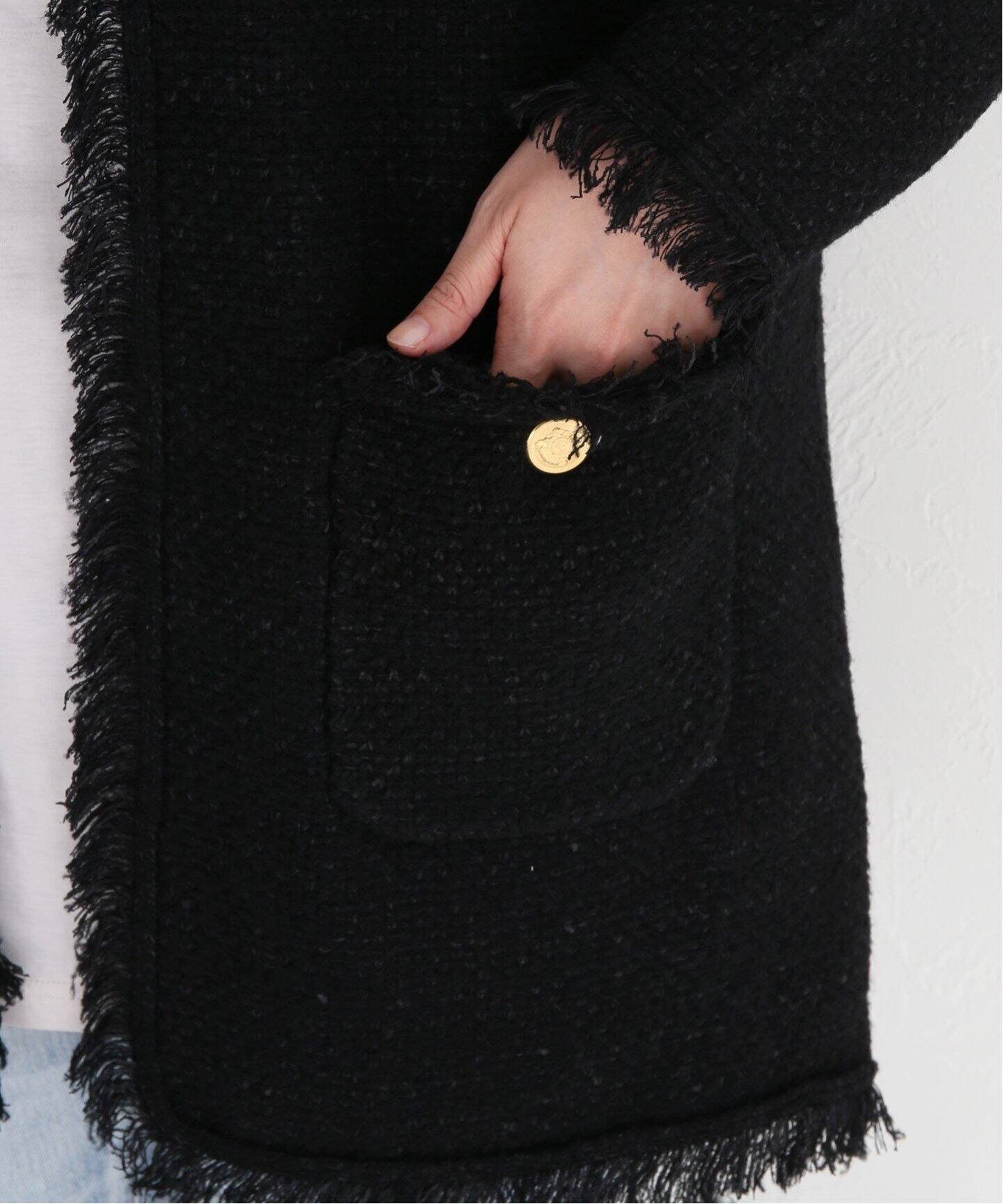 ADAWAS/アダワス】KNIT TWEED ジャケット（ノーカラージャケット 
